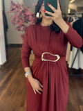 waisted broche dress