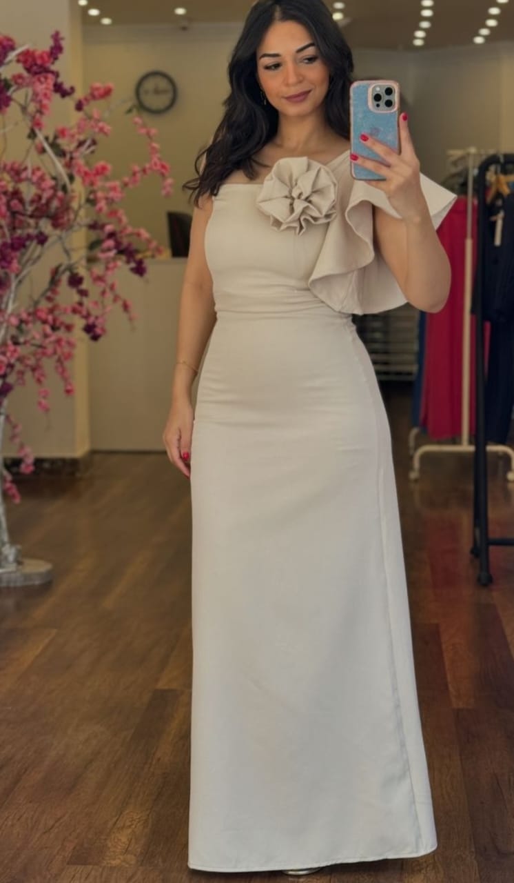 one shoulder flower dress