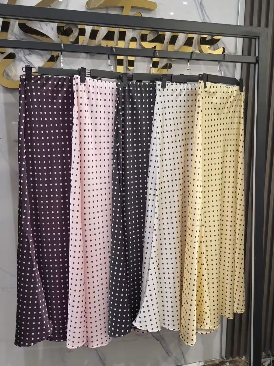 polka dots silk skirt