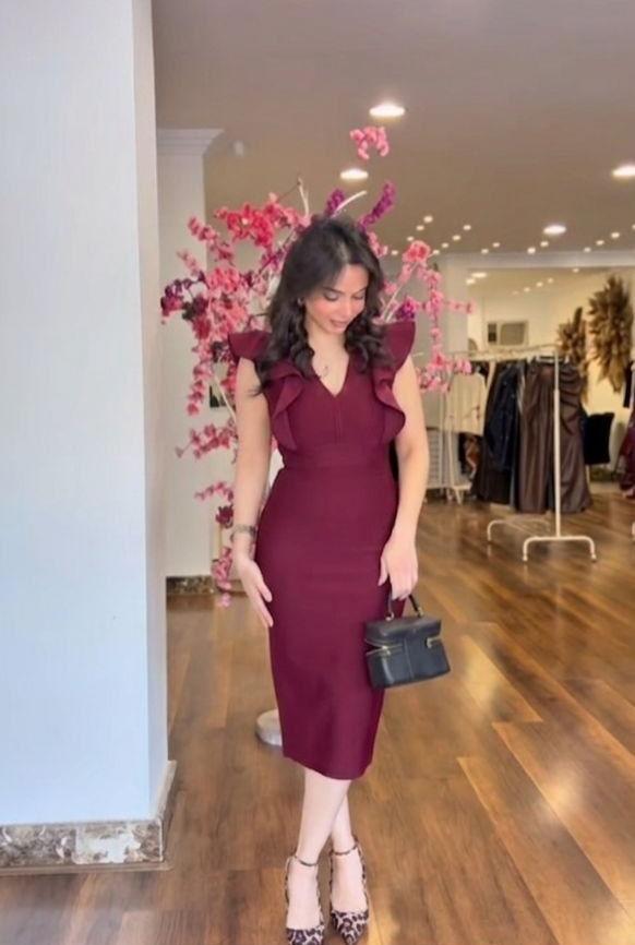 ruffle v-neck dress