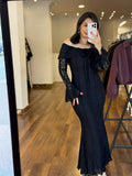 off shoulder dentelle dress