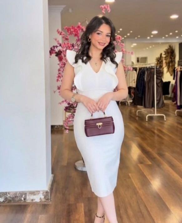 ruffle v-neck dress