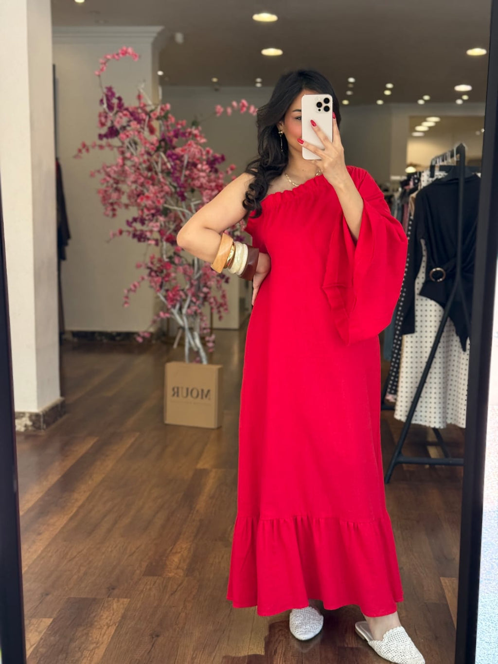 one shoulder linen dress