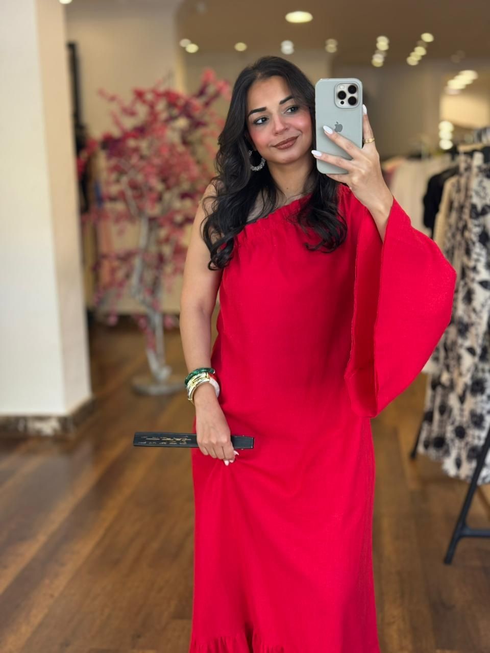 one shoulder linen dress