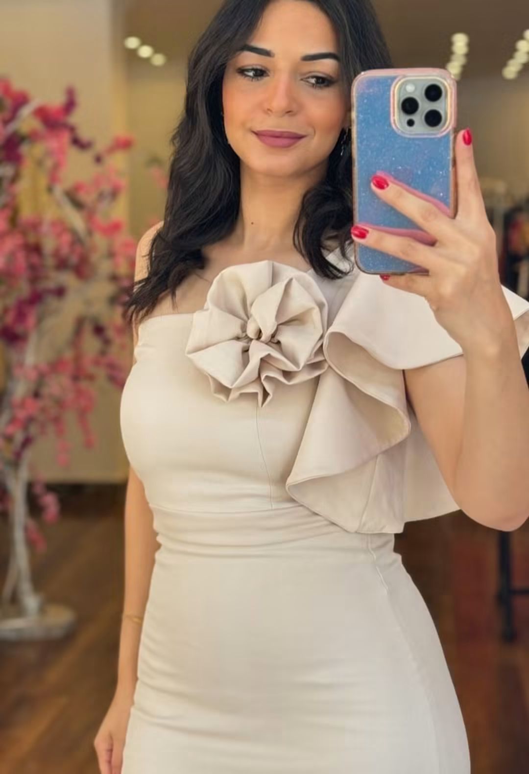 one shoulder flower dress