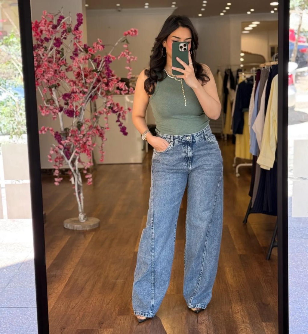 cross line denim pants