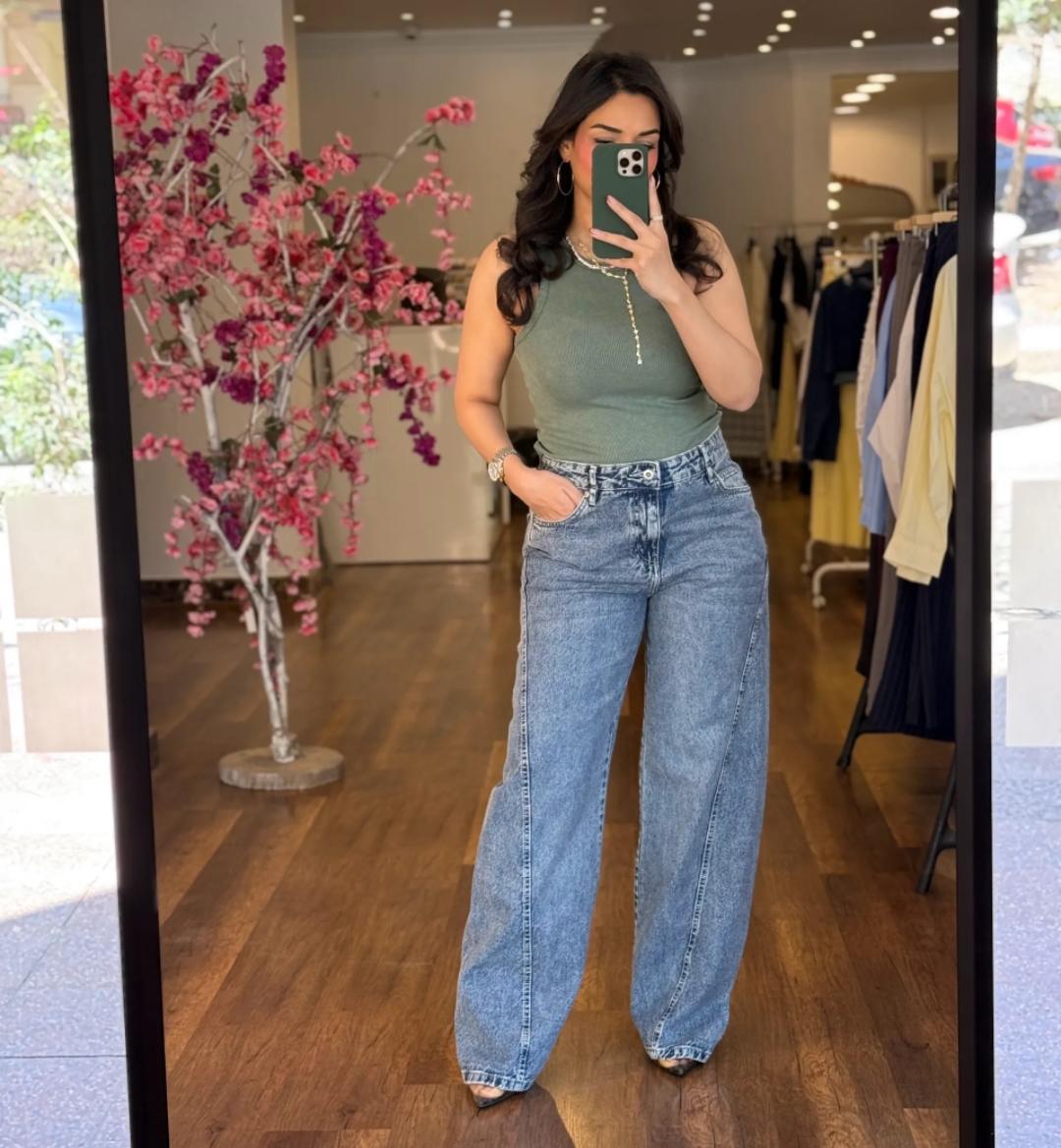 cross line denim pants