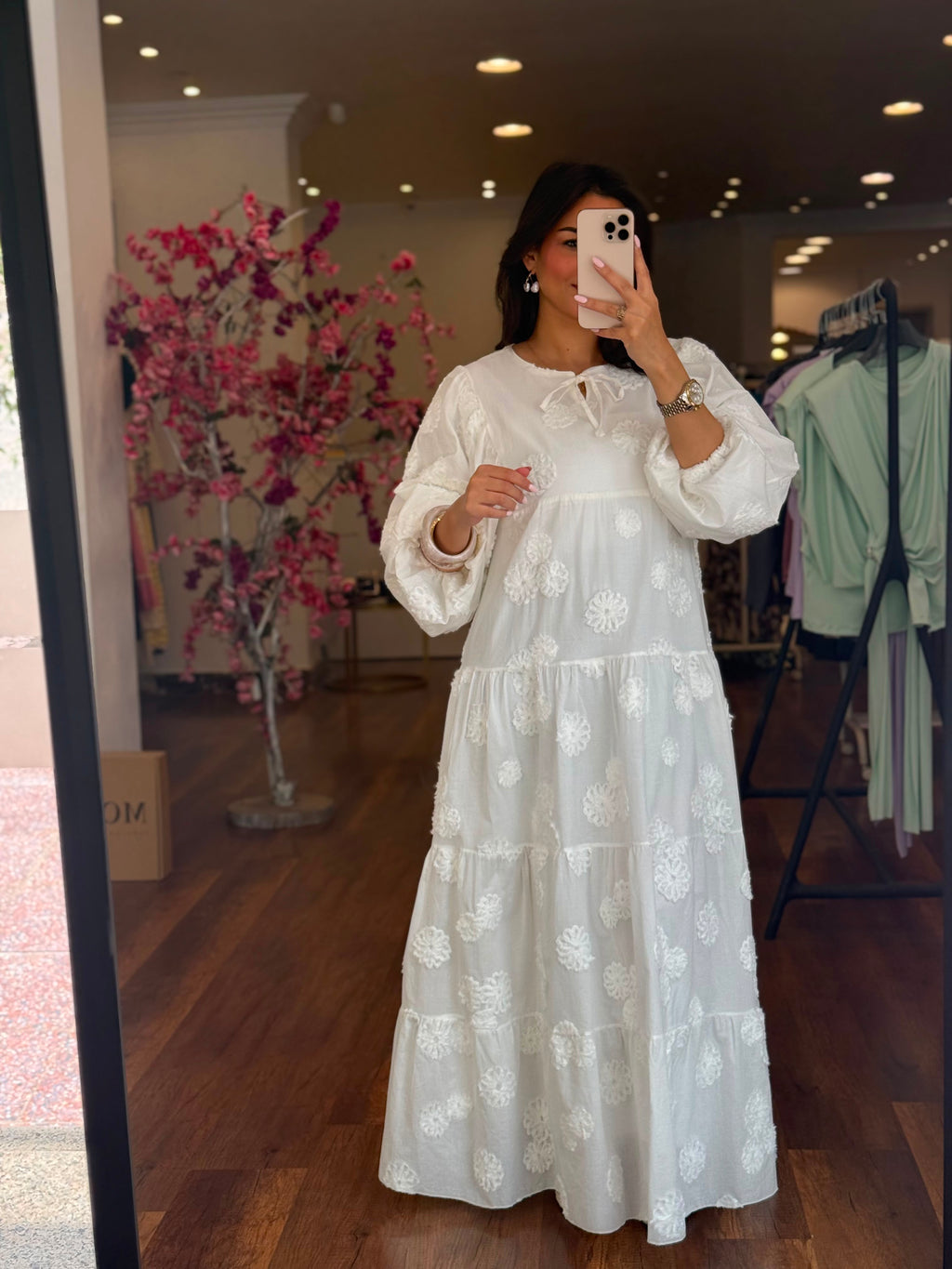 floral modest tiered dress