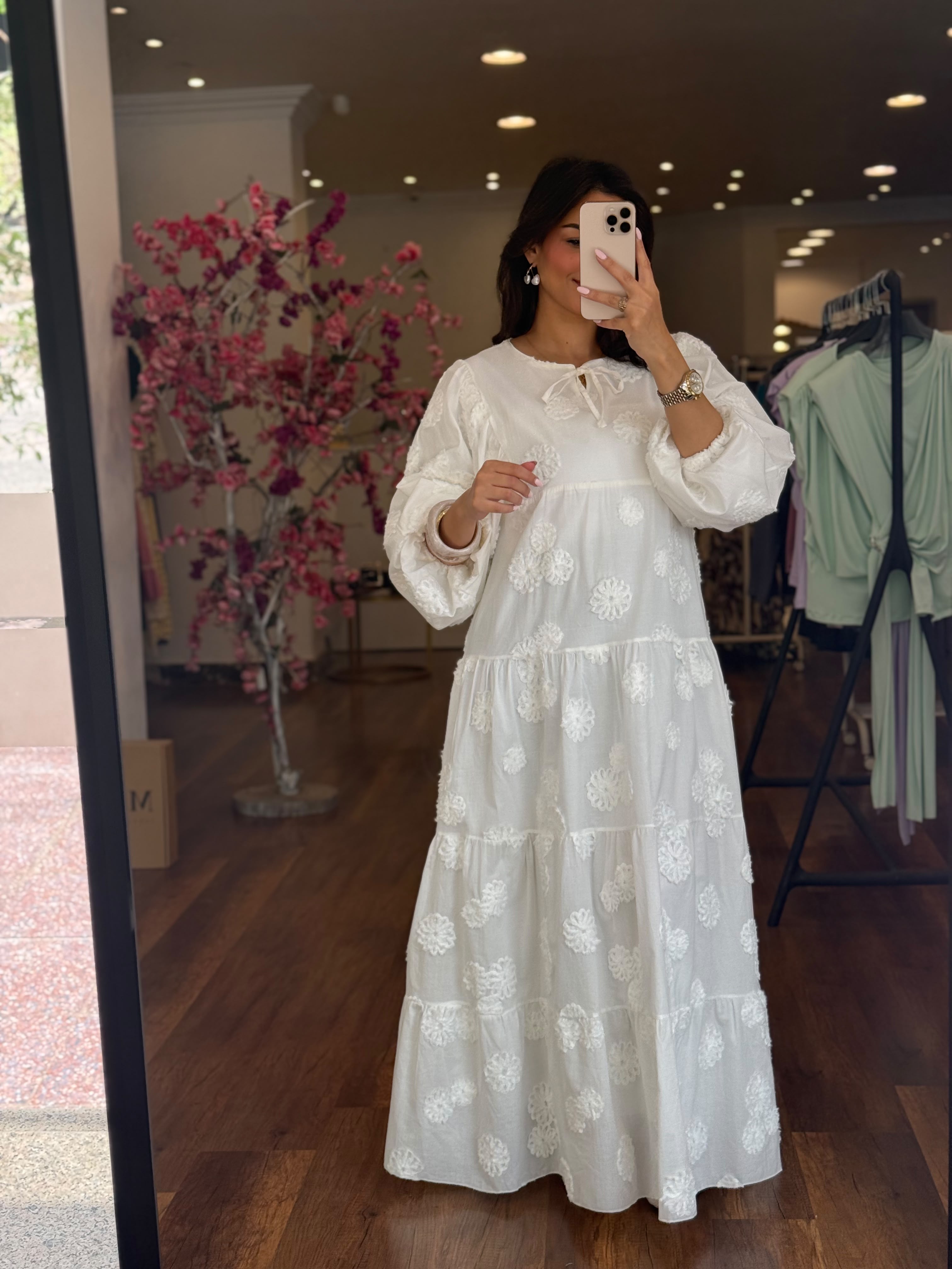 floral modest tiered dress