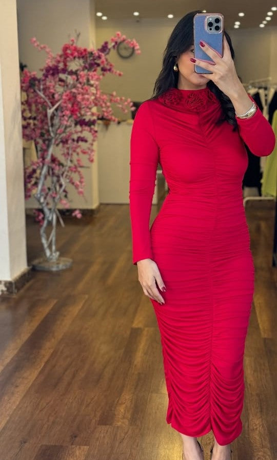 flowered neck dress