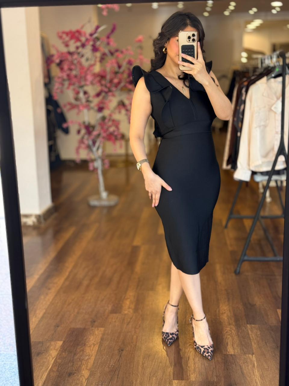ruffle v-neck dress