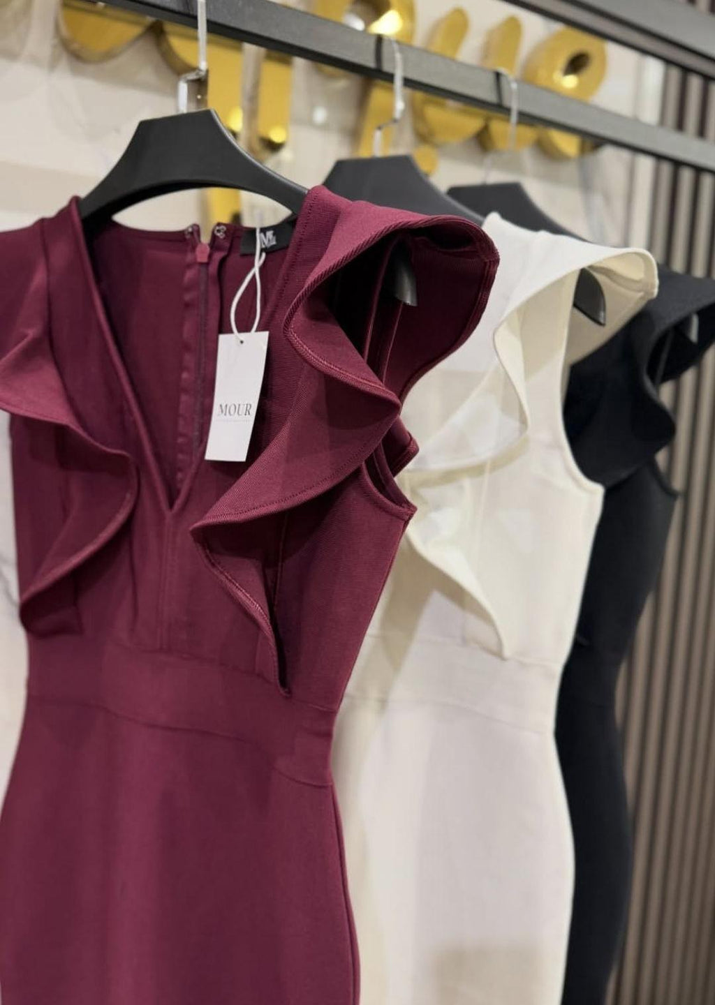 ruffle v-neck dress