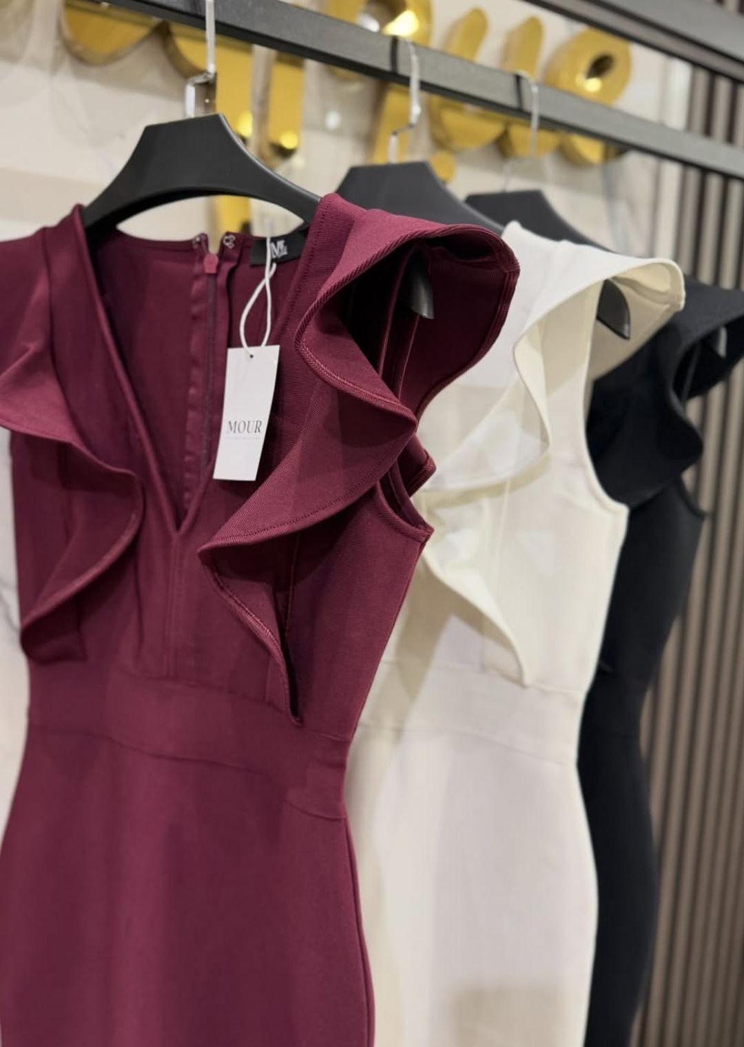 ruffle v-neck dress