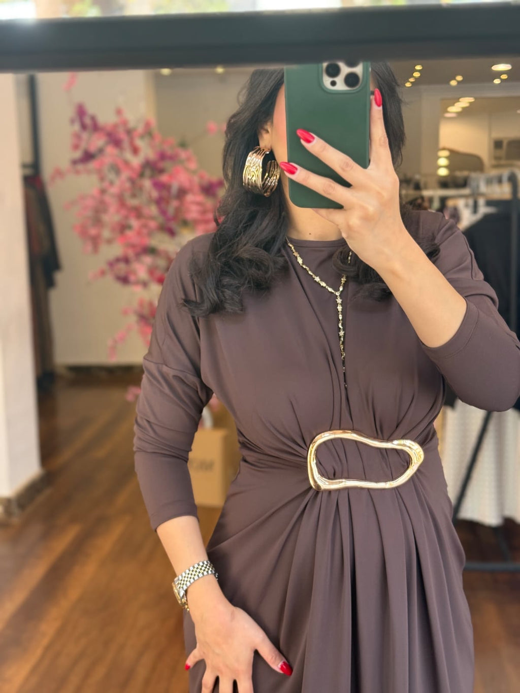 waisted broche dress