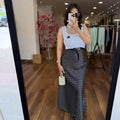 polka dots silk skirt