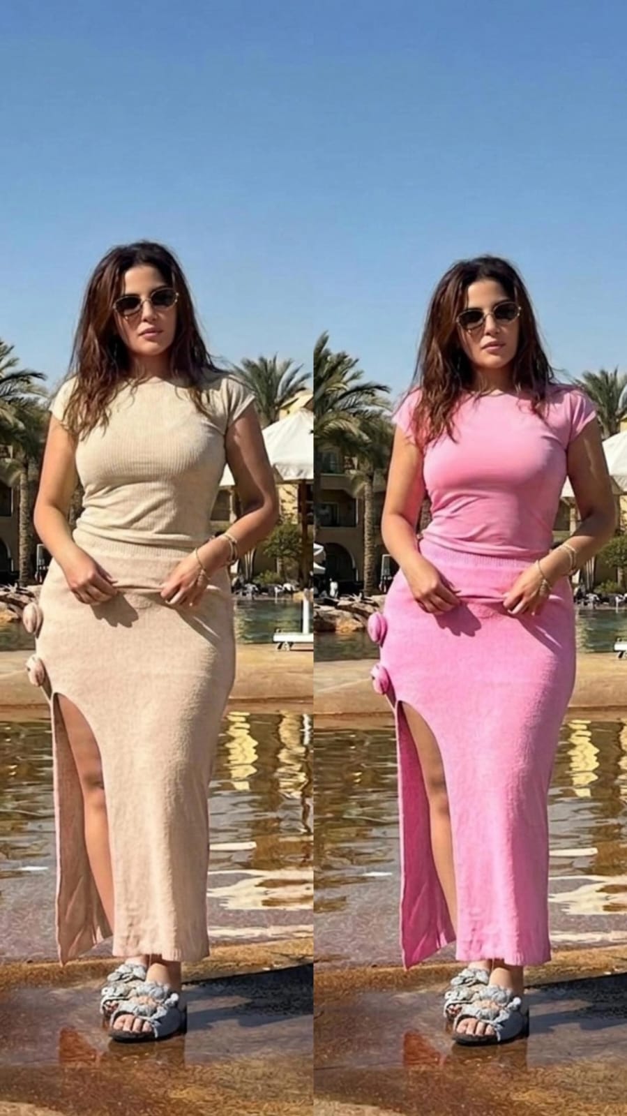 flowred slit skirt