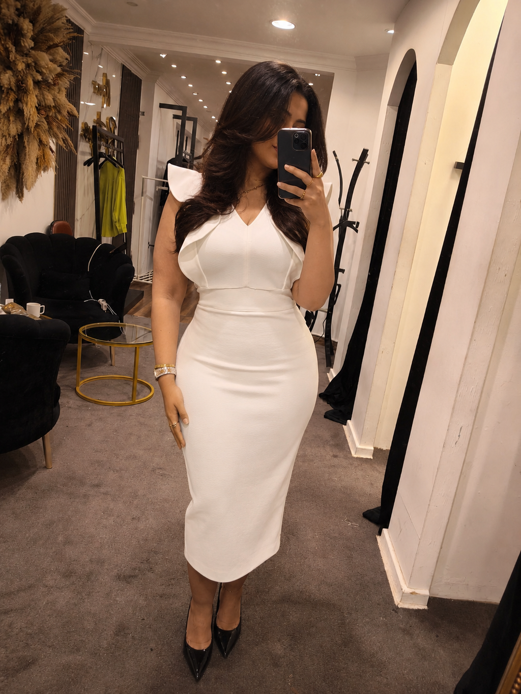 ruffle v-neck dress