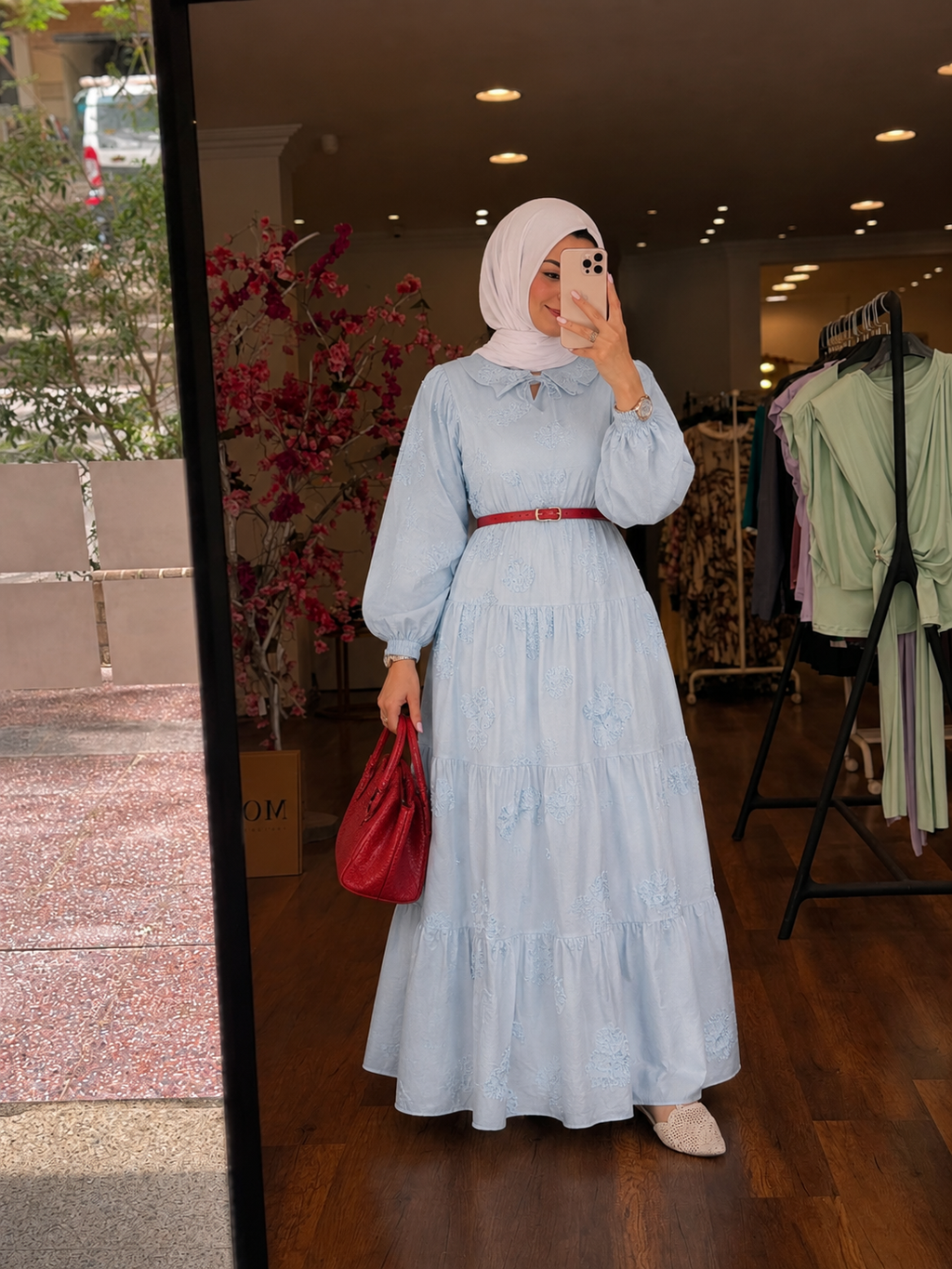 floral modest tiered dress