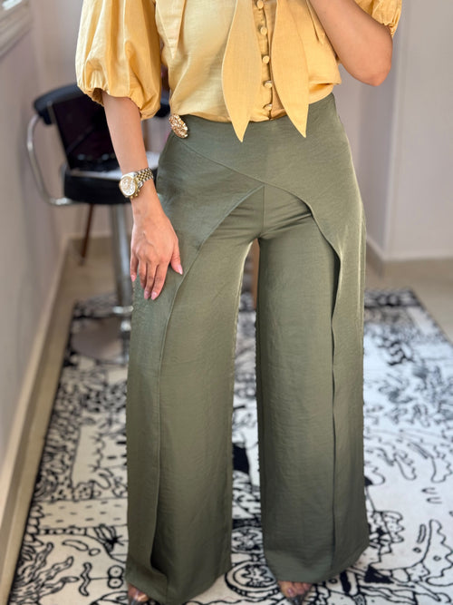 Gold side broche pants