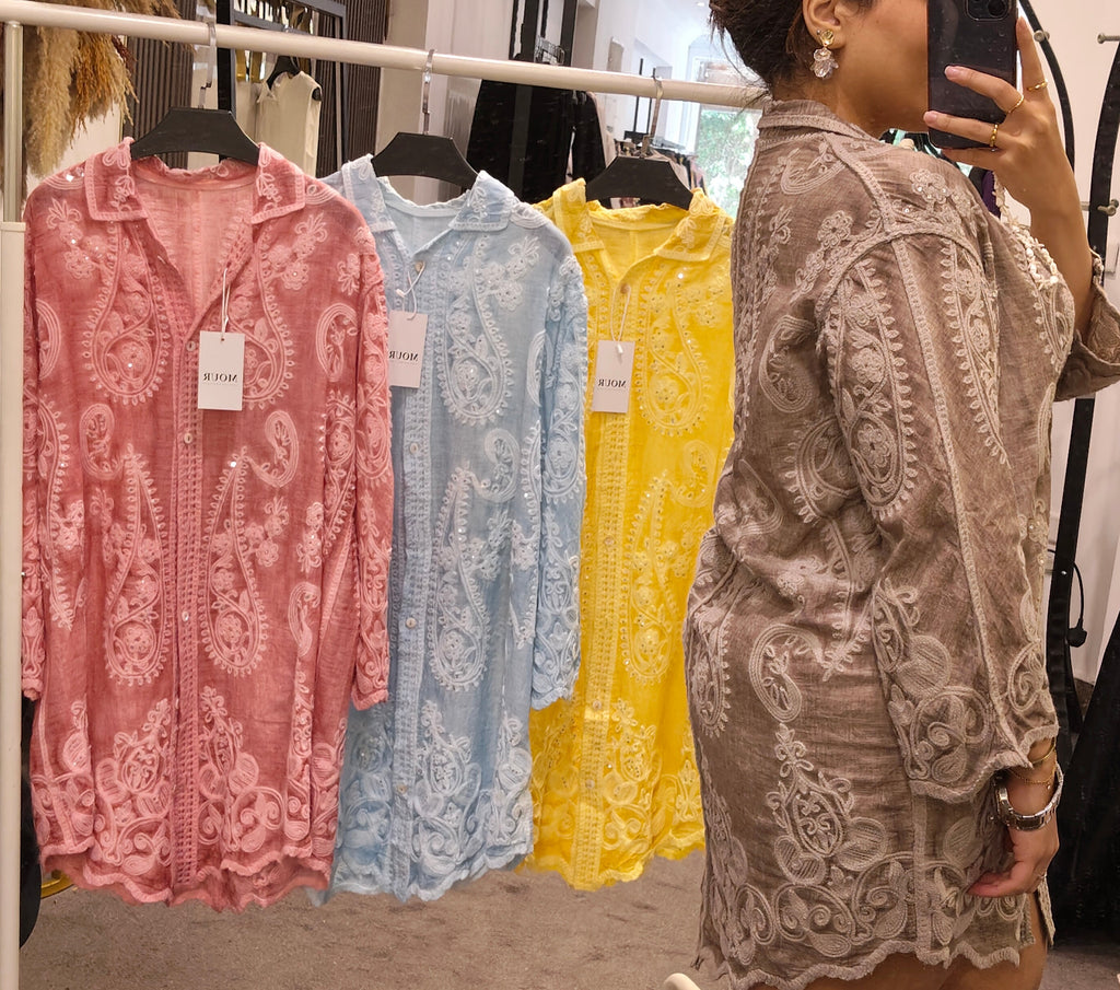 Mr. embroidery shirt dress