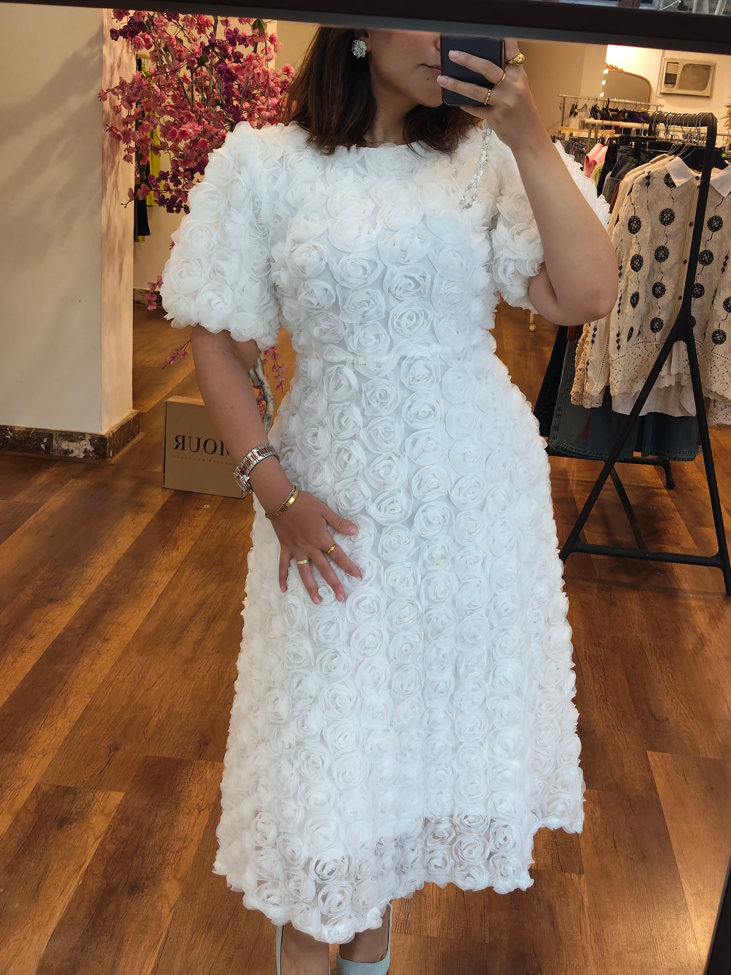 flowered evening dress
