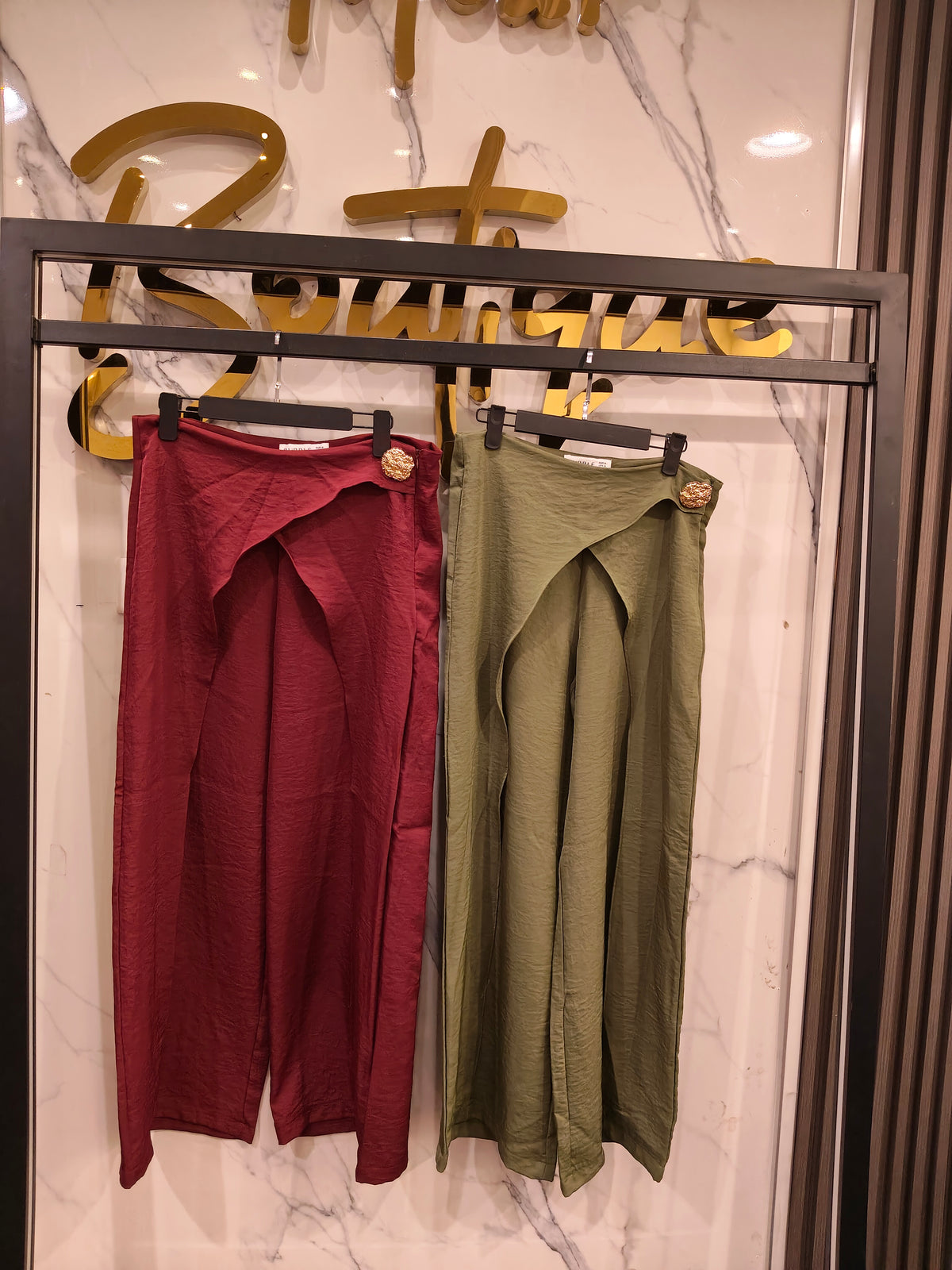 Gold side broche pants