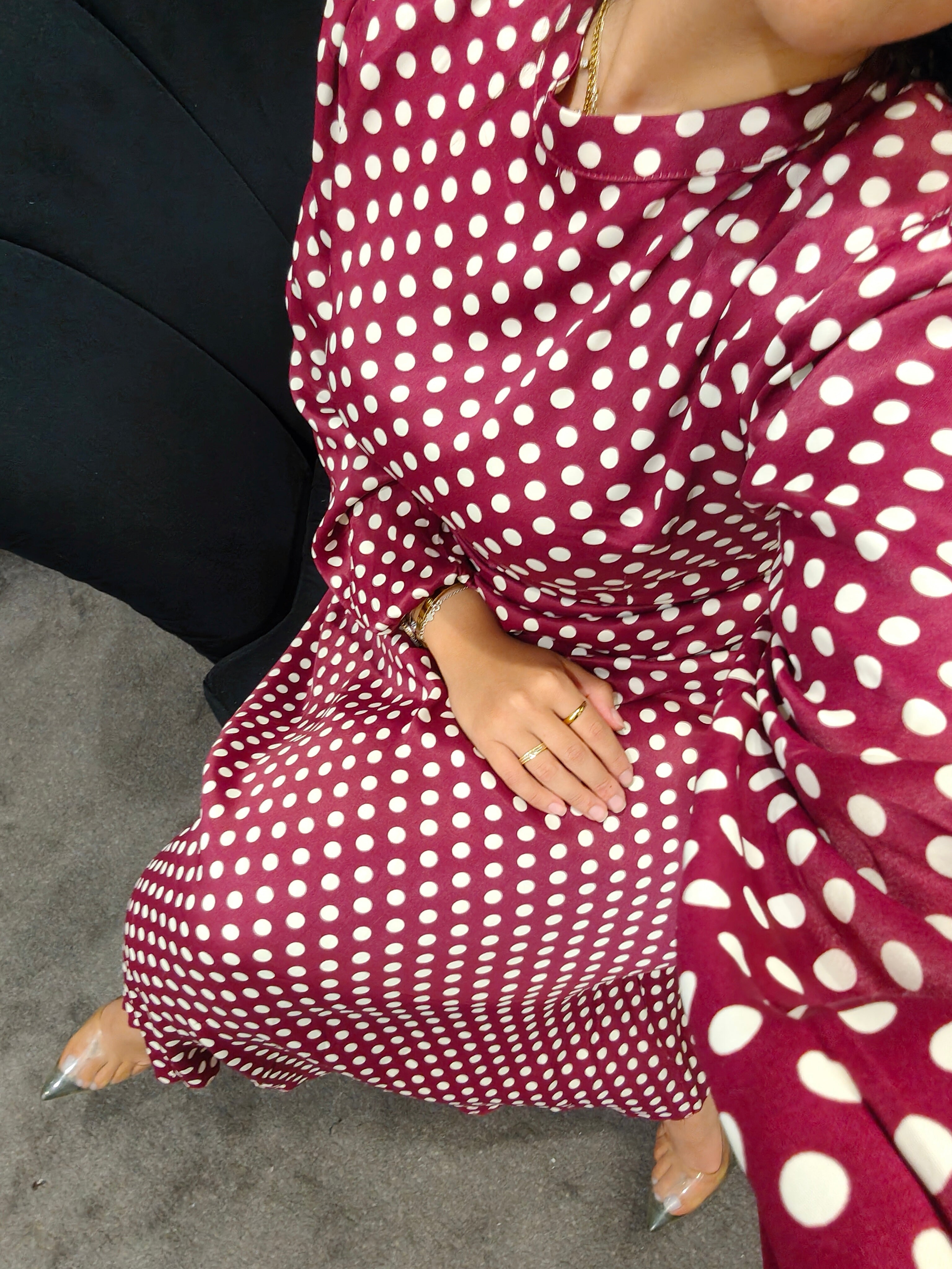 polka dots silk dress