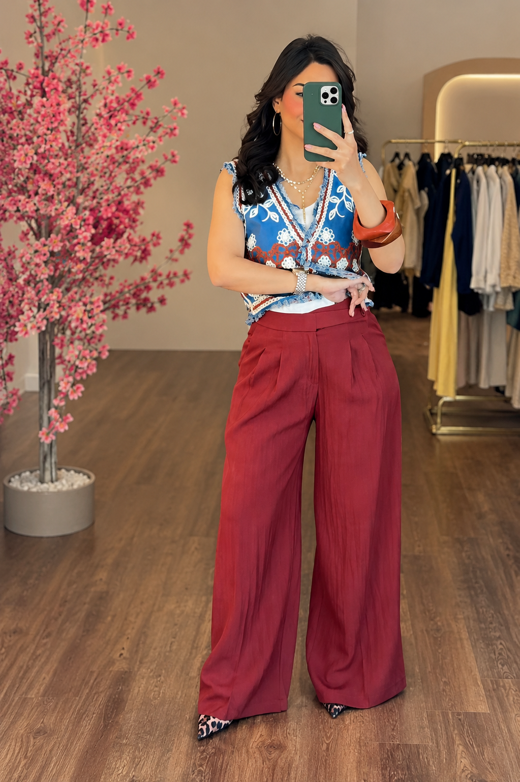 Linen Blend Wide-Leg Pants