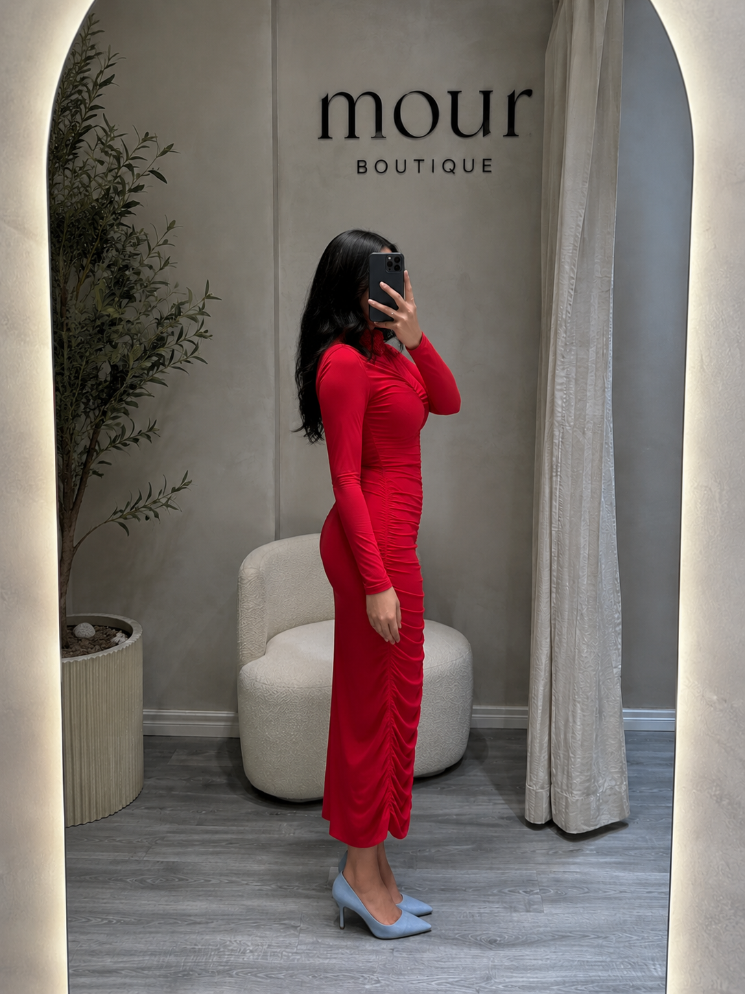 flowered neck dress
