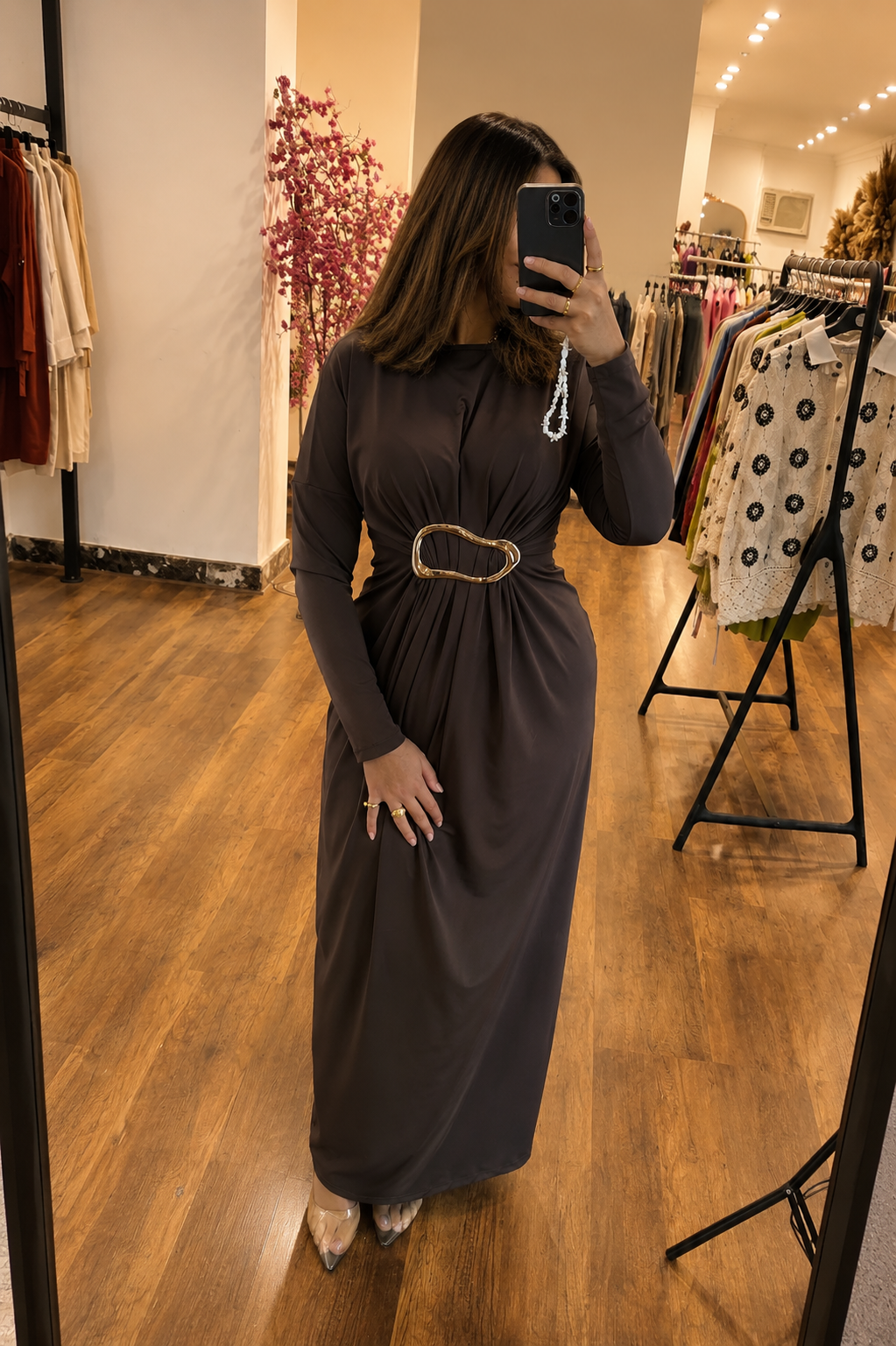 waisted broche dress