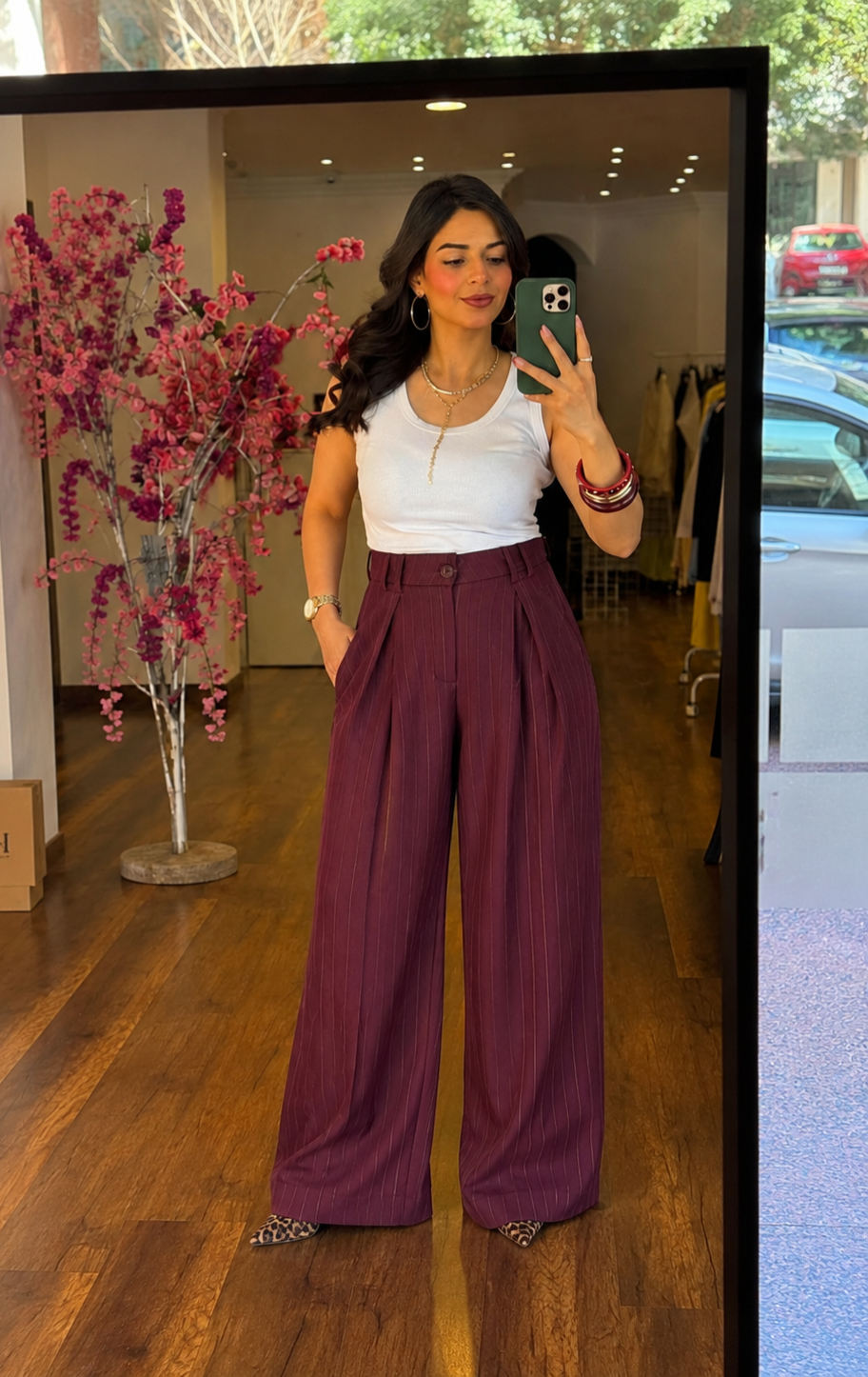 stripped formal pants
