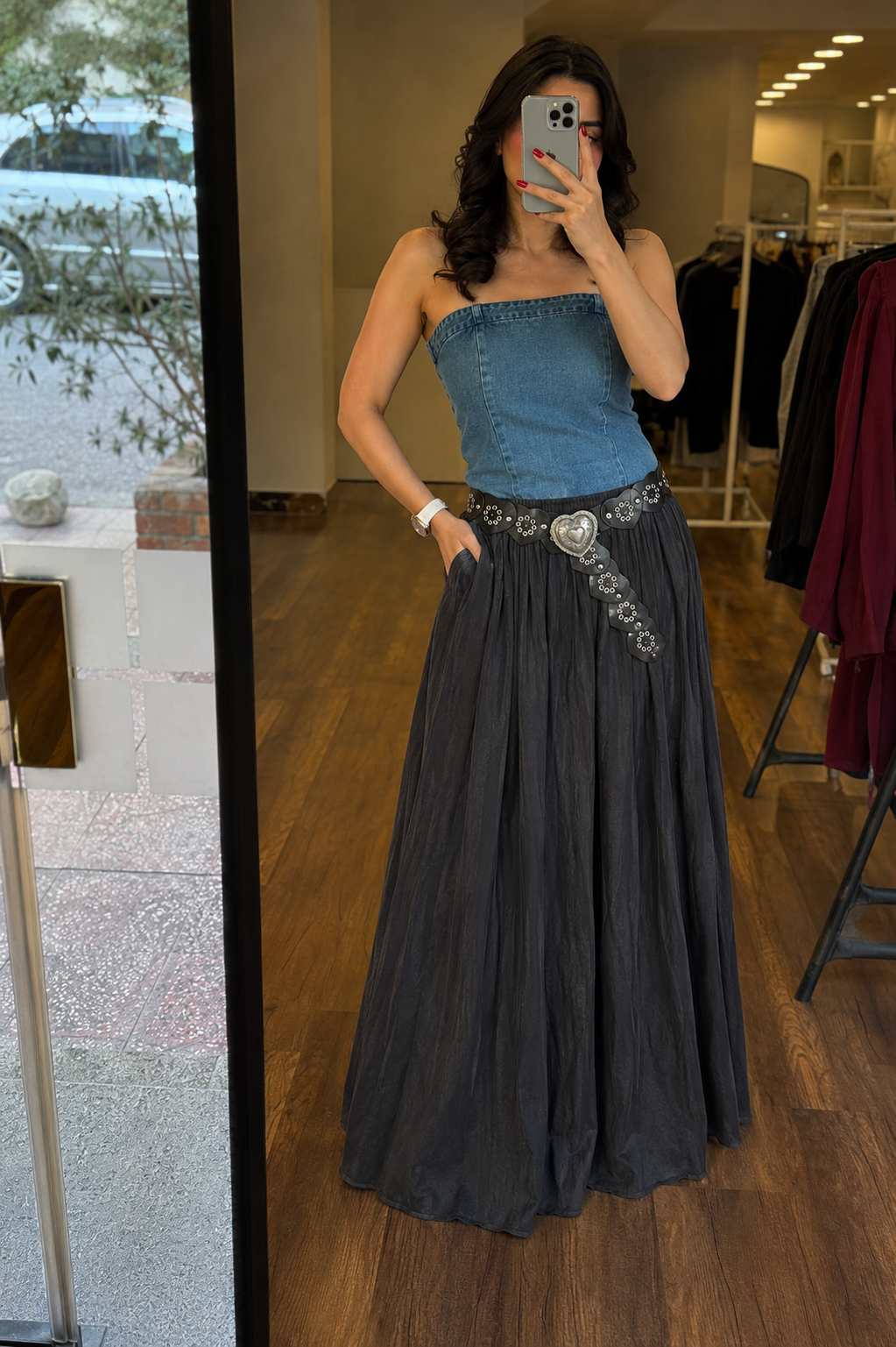 denim corset