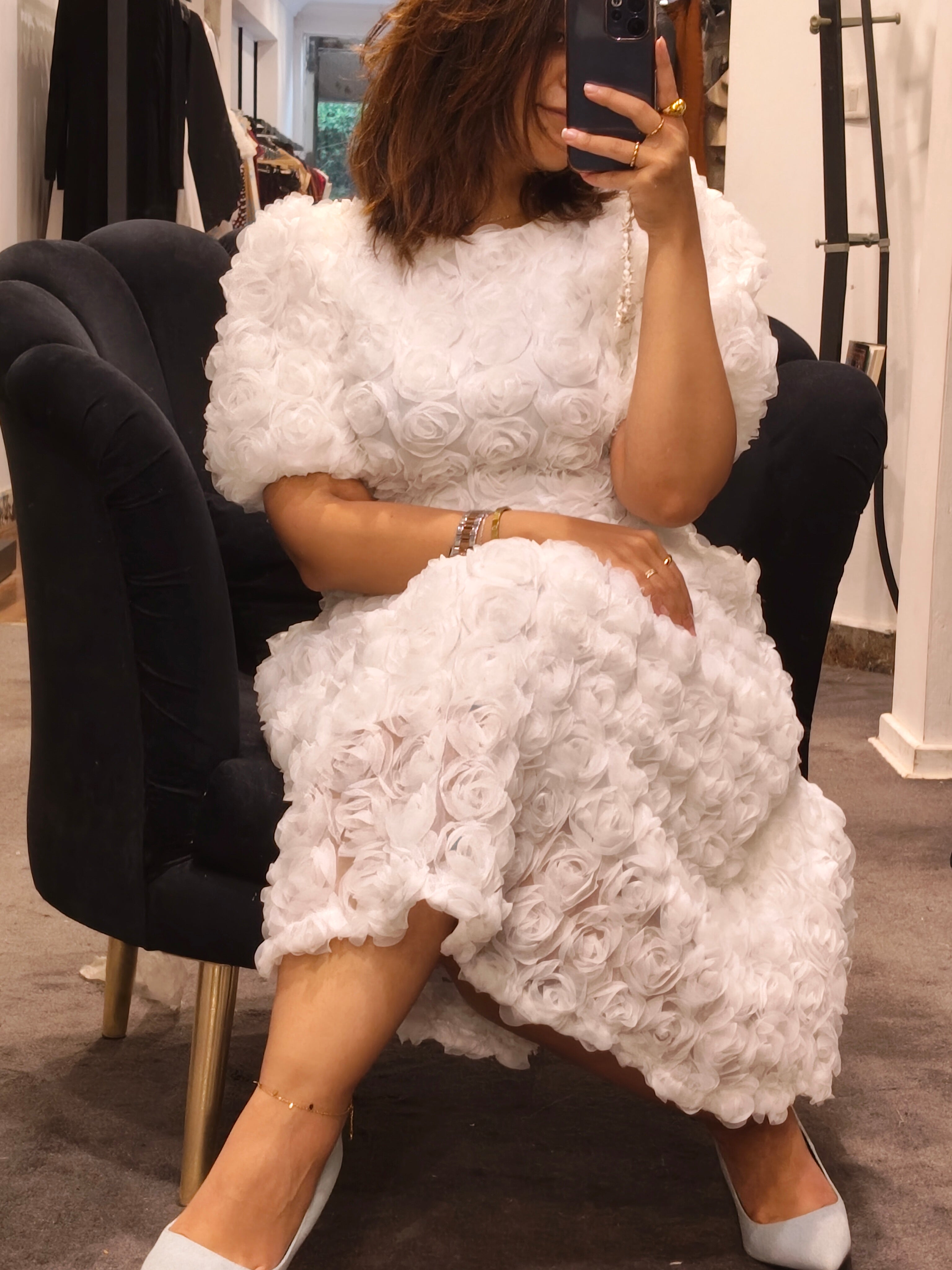 flowered evening dress