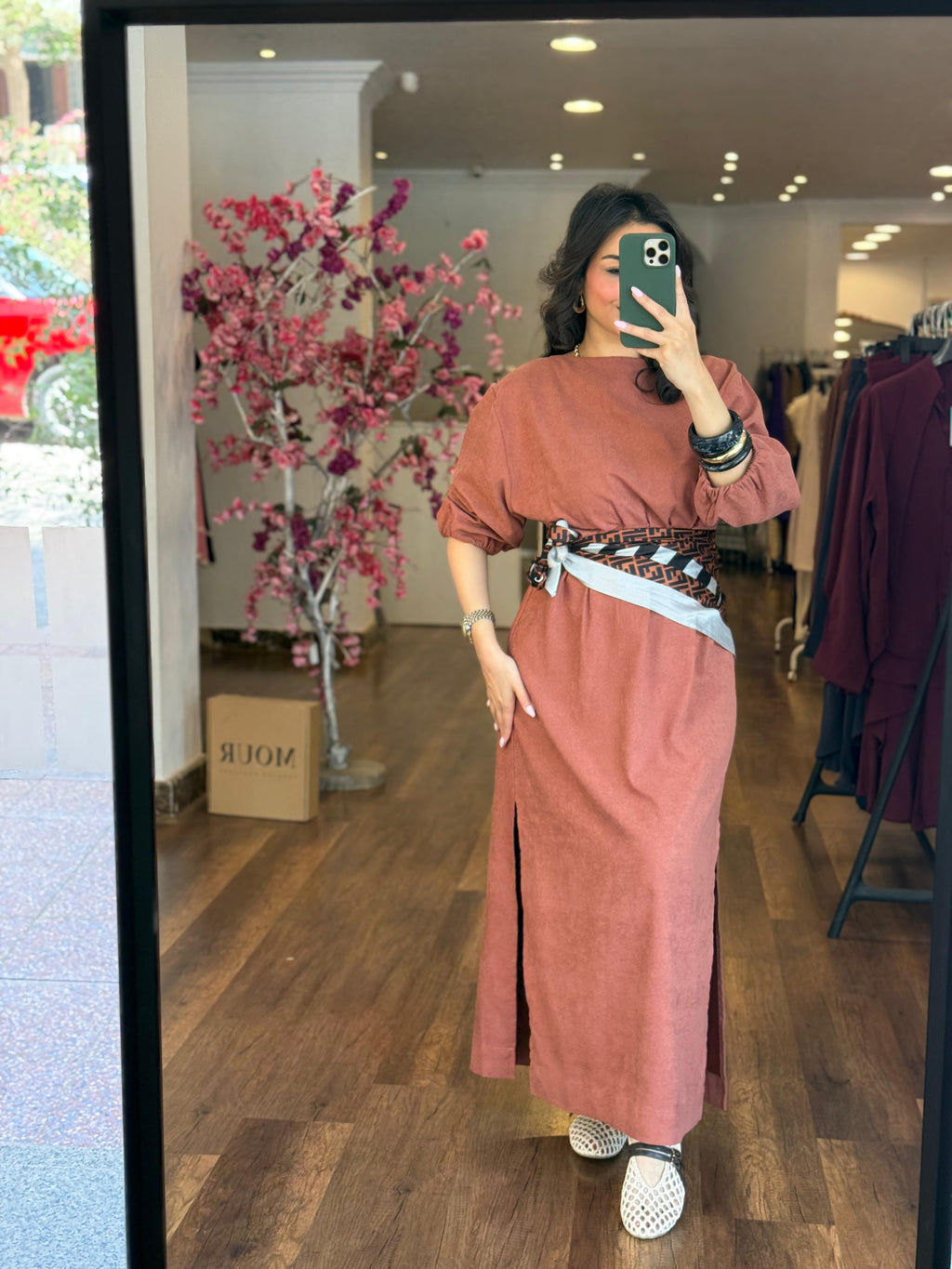 suede waisted dress