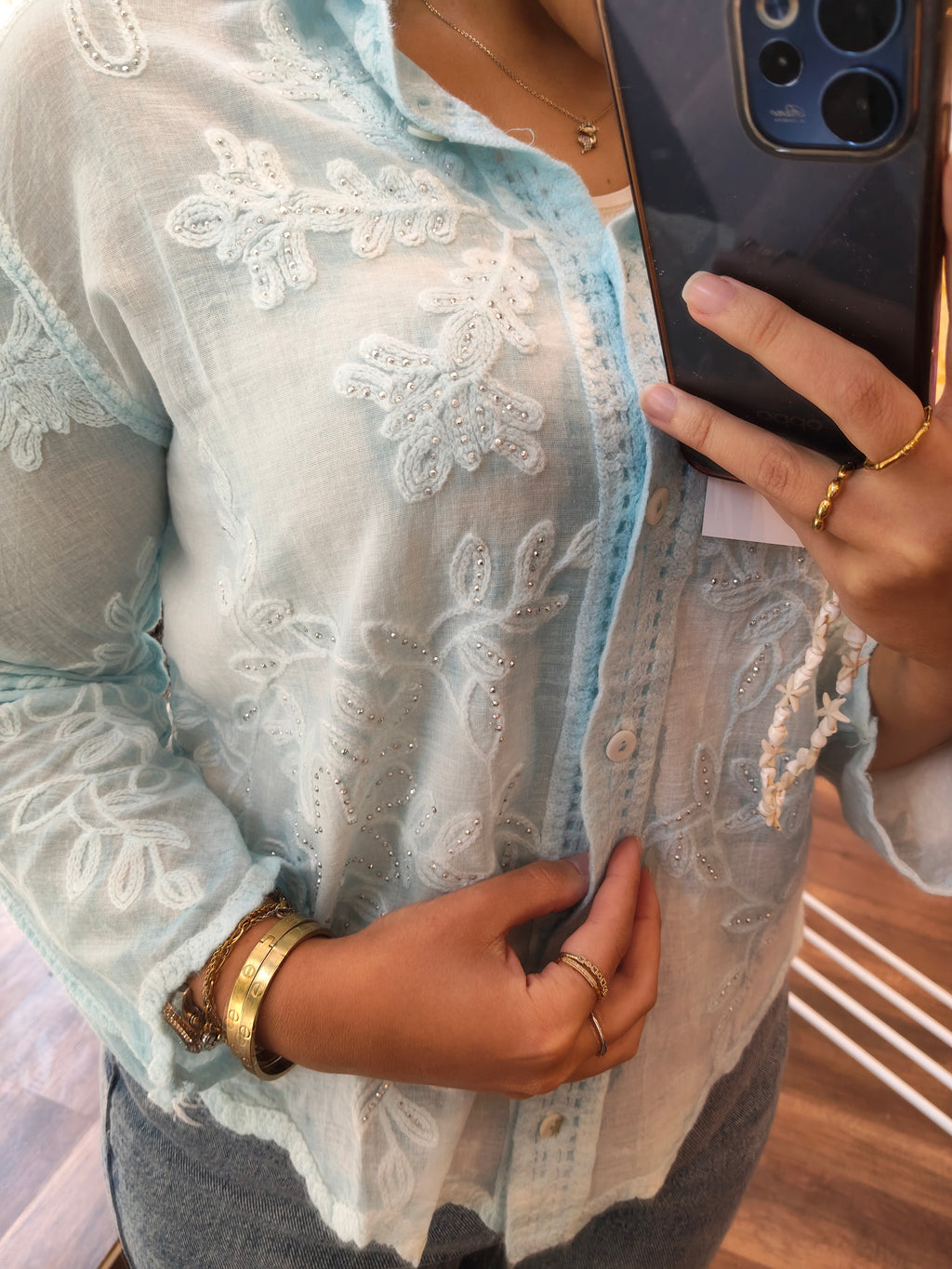 Bling embroidery shirt