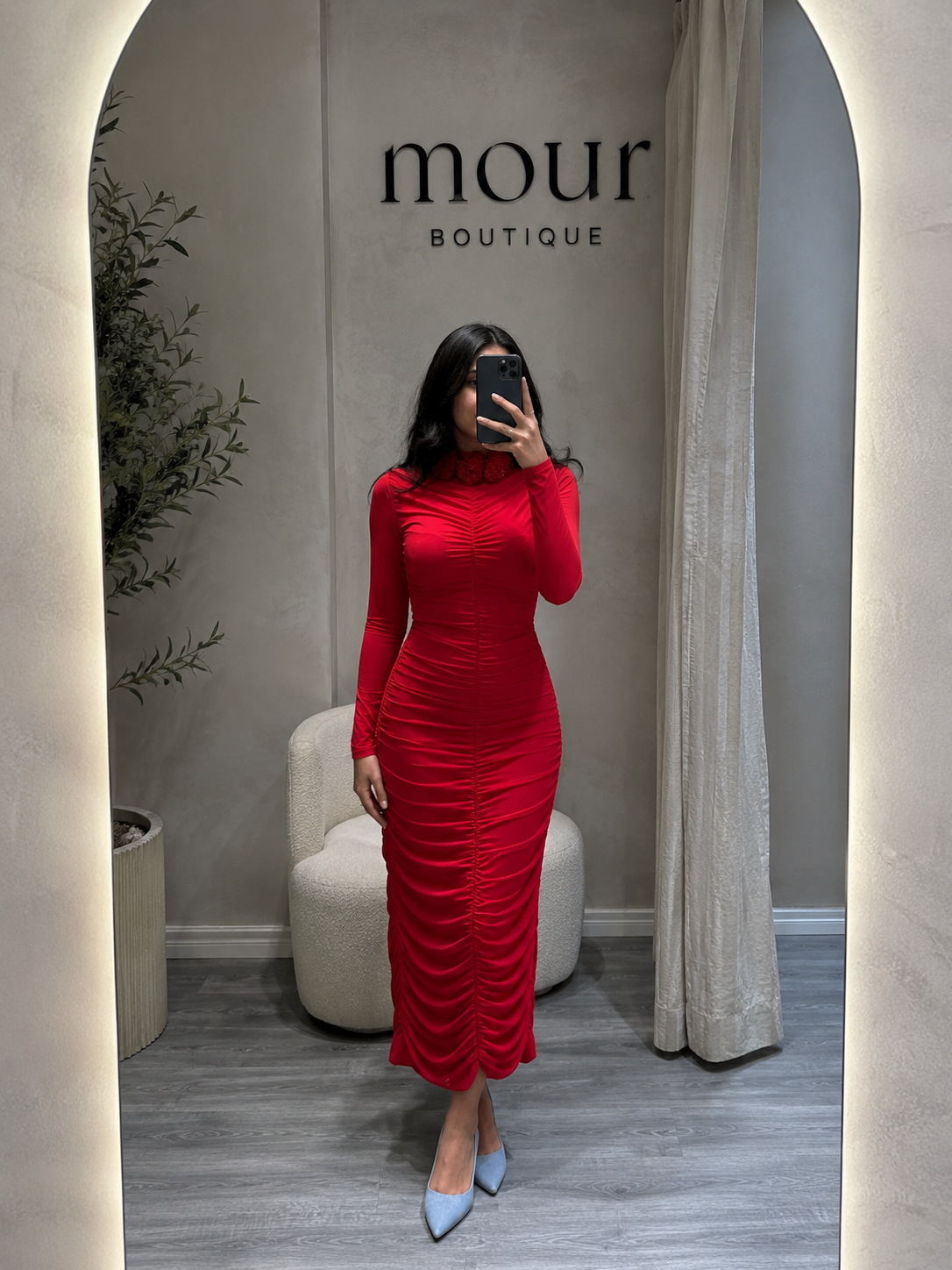 flowered neck dress