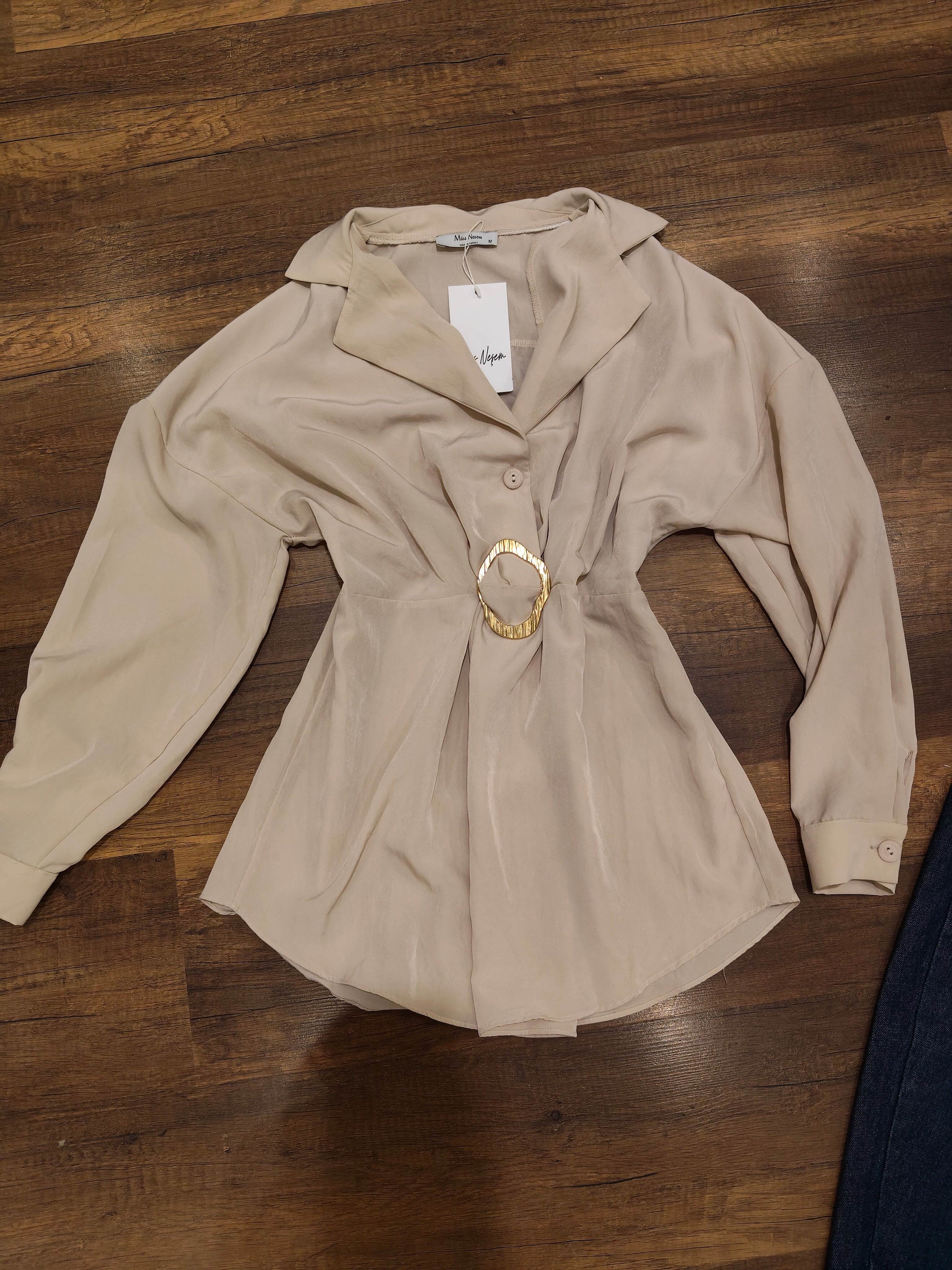 gold broche blouse