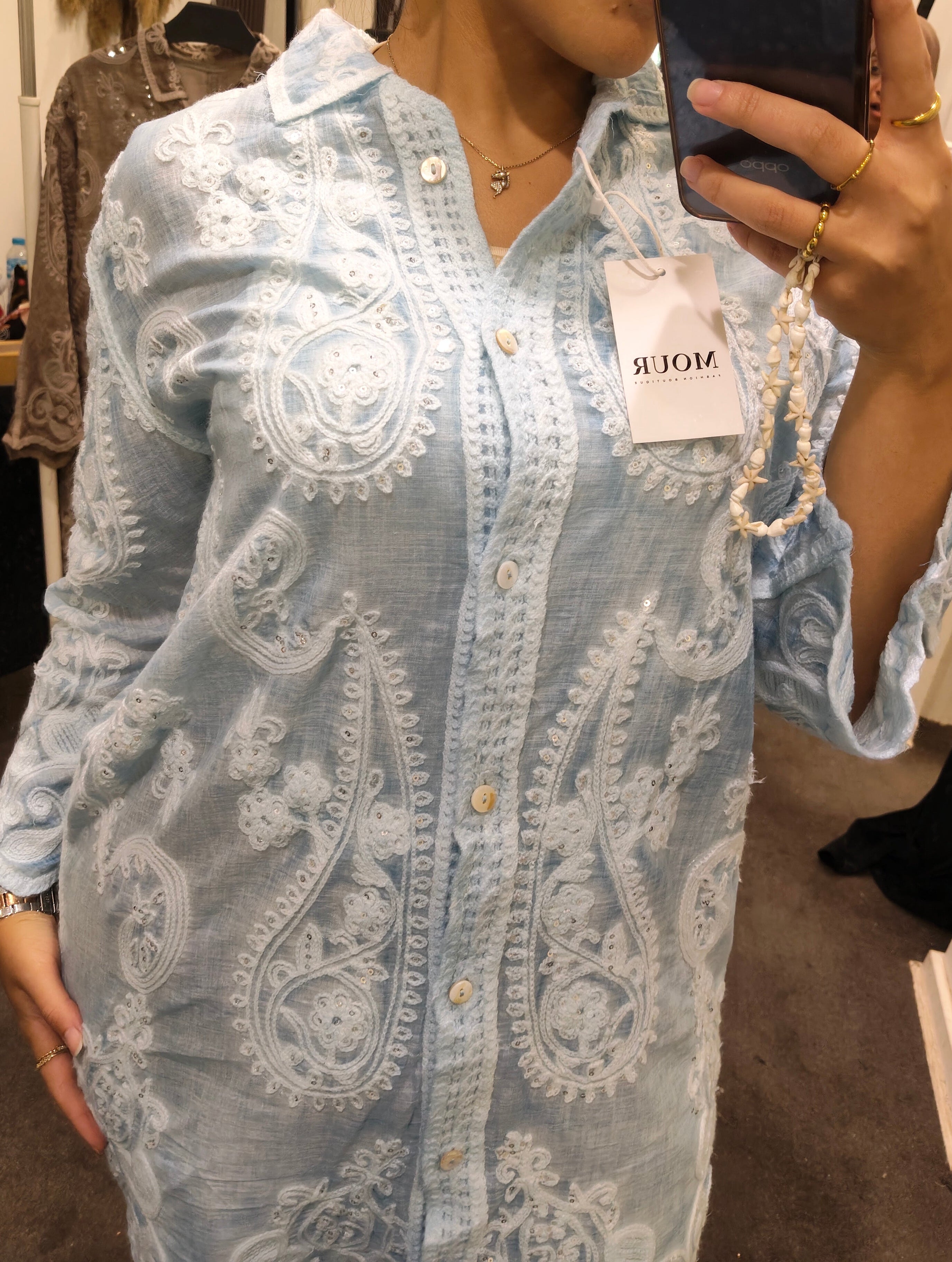 Mr. embroidery shirt dress