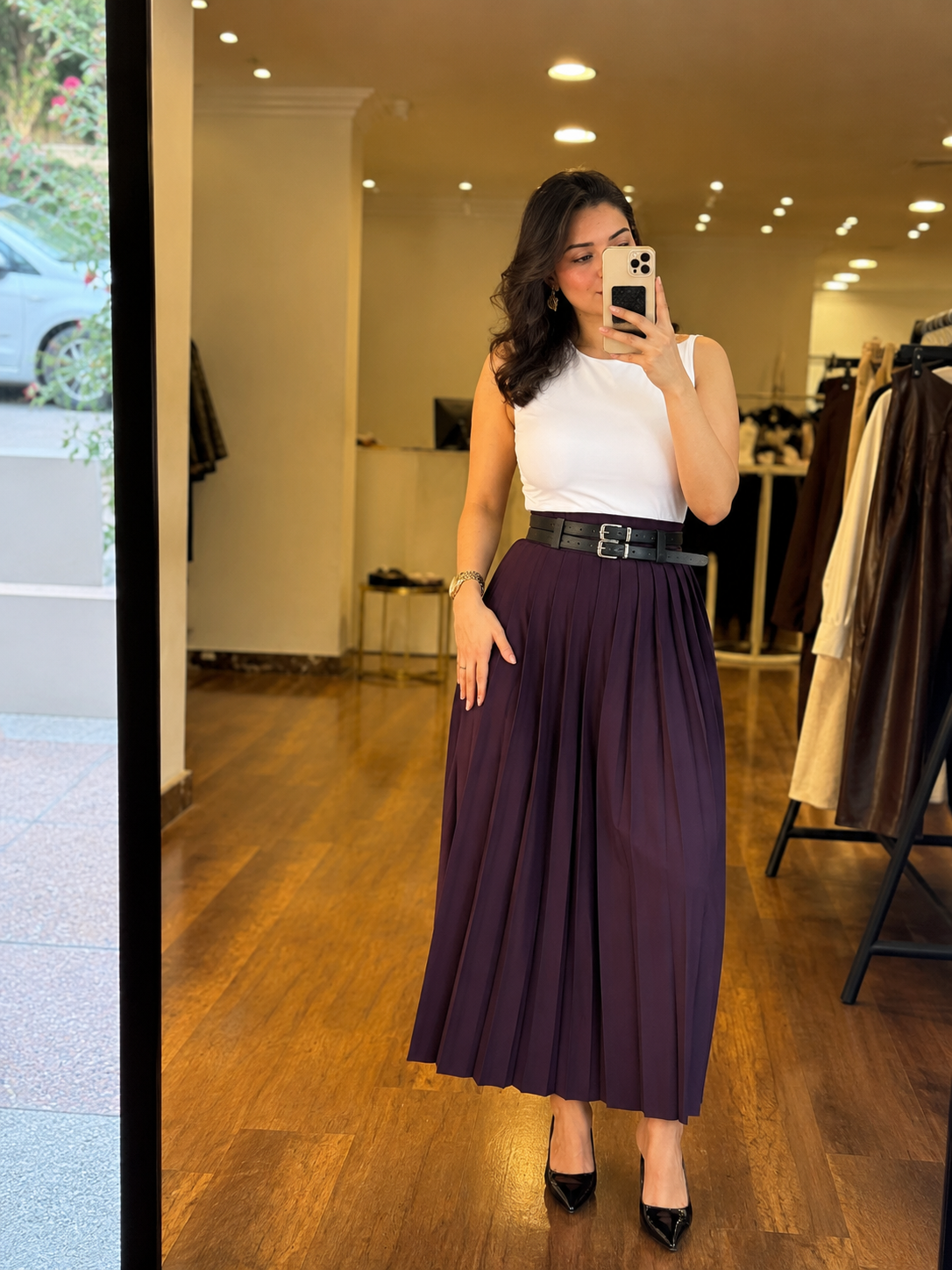 double belt skirt