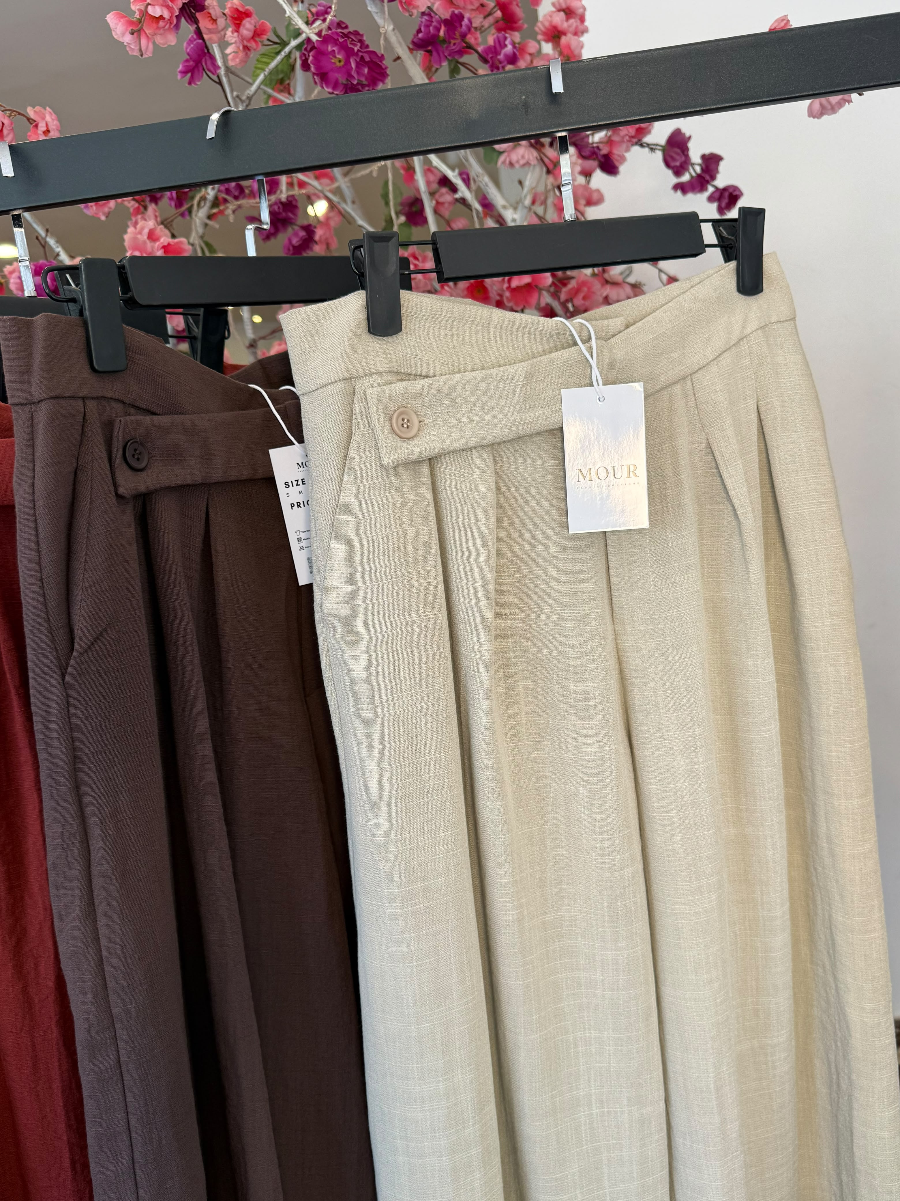 Linen Blend Wide-Leg Pants