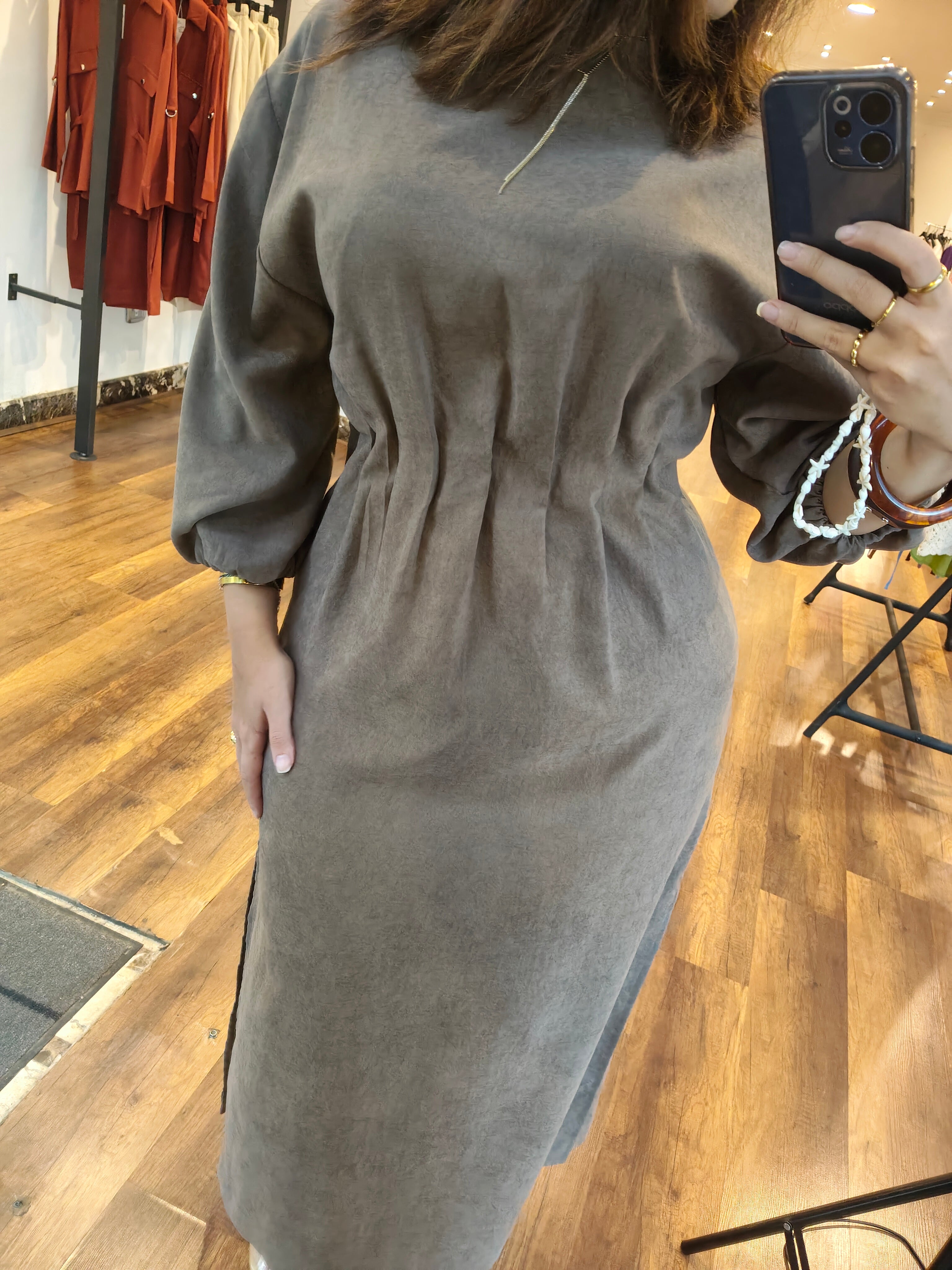 suede waisted dress