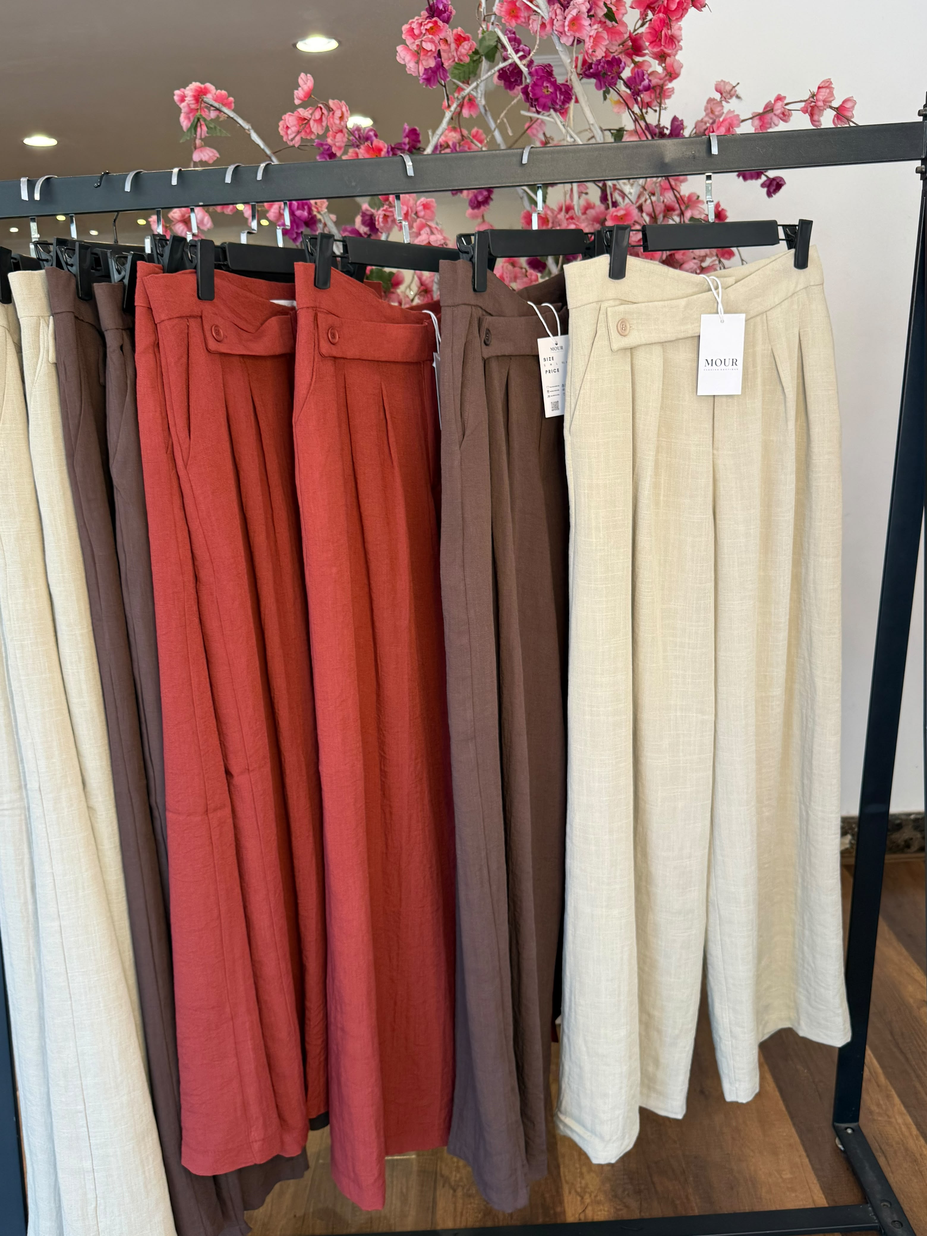Linen Blend Wide-Leg Pants