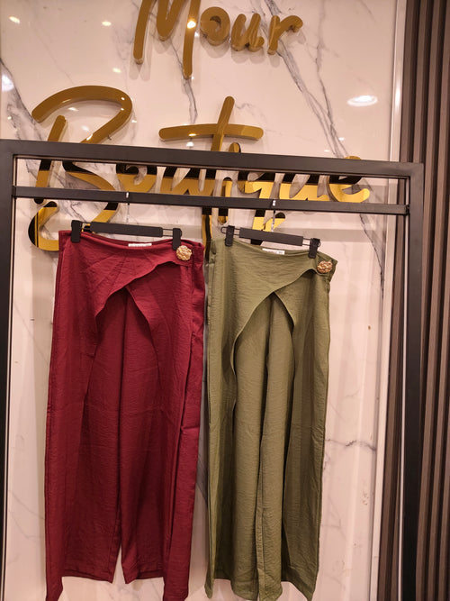Gold side broche pants
