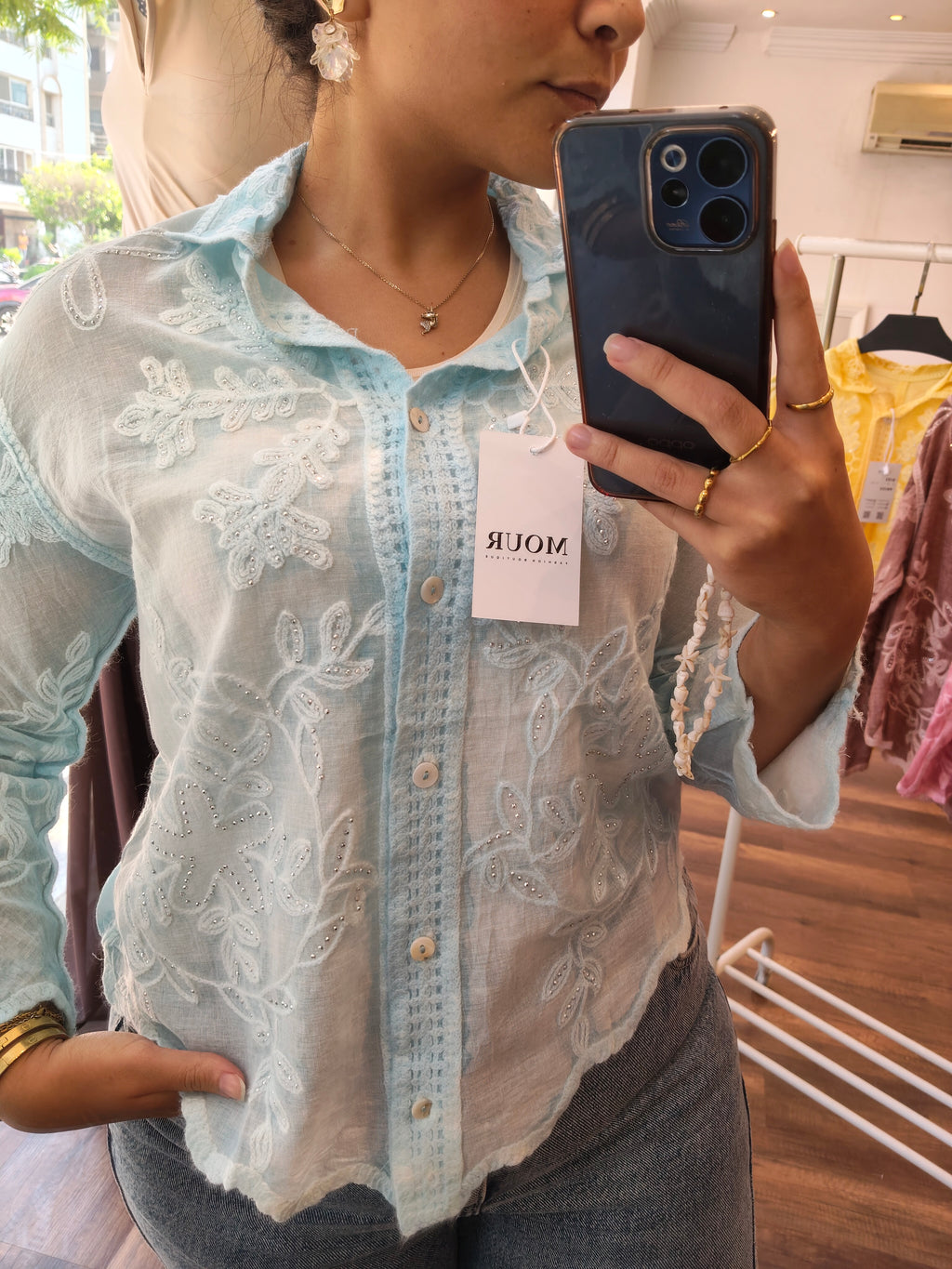 Bling embroidery shirt
