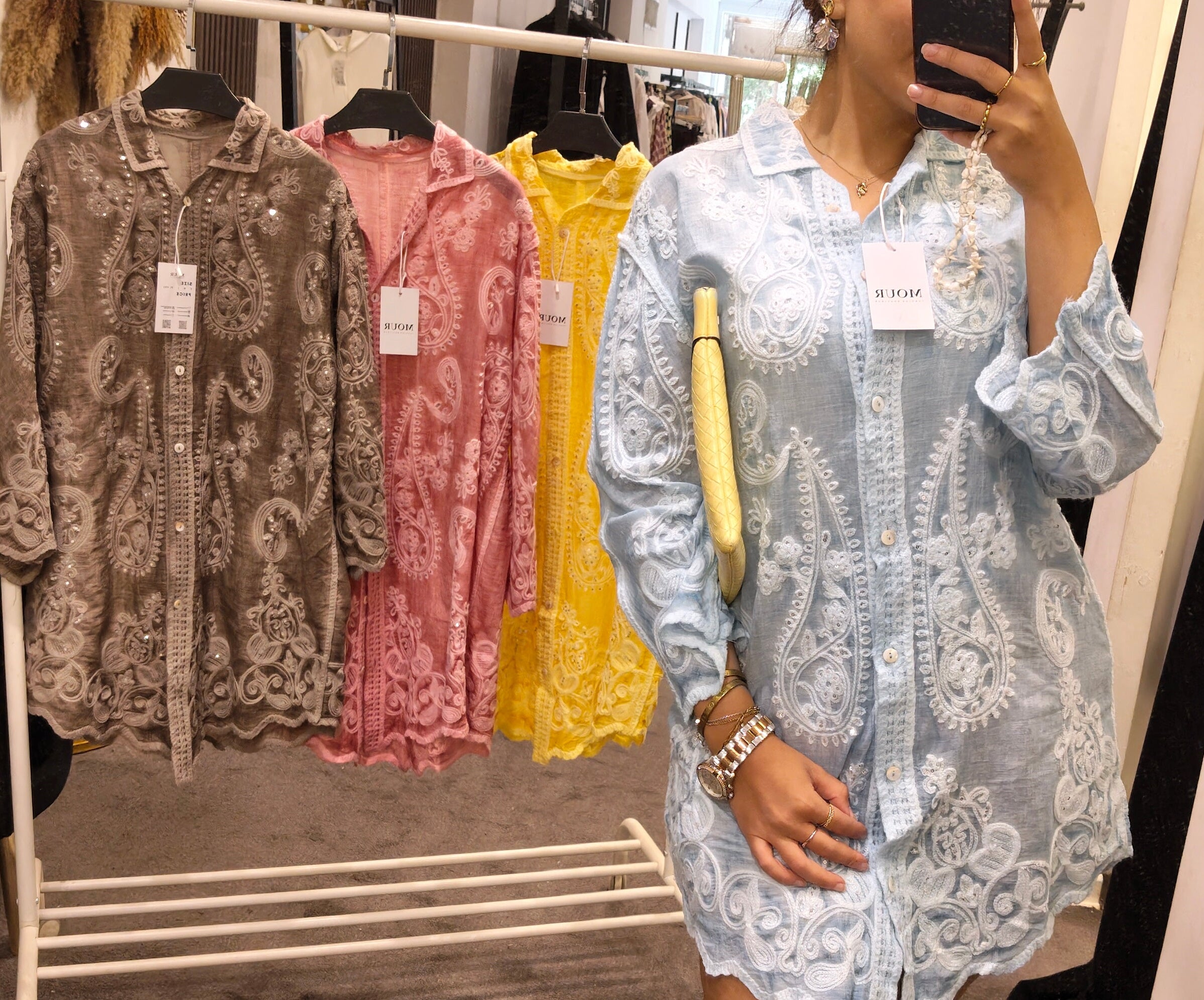 Mr. embroidery shirt dress