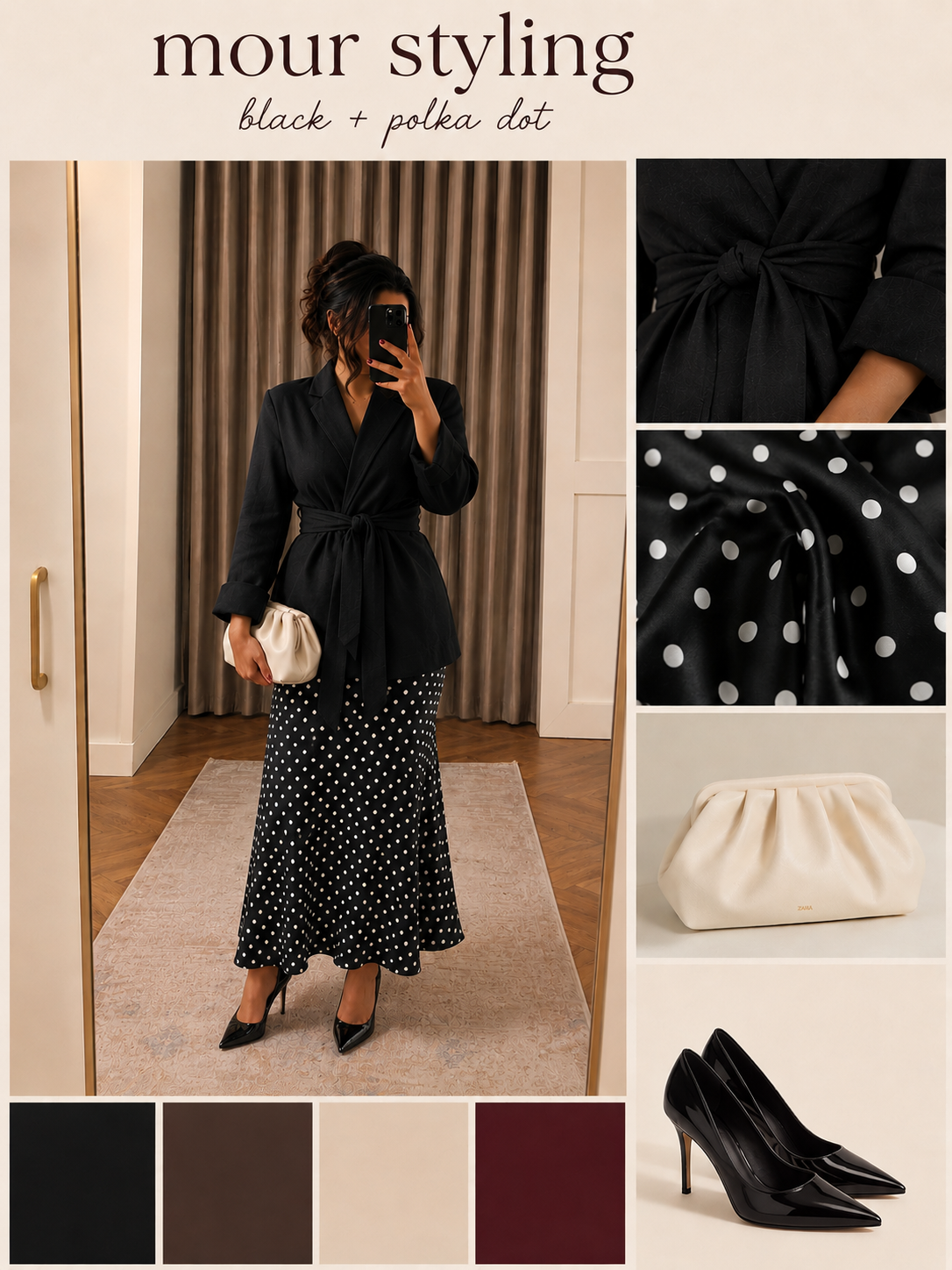 polka dots silk skirt