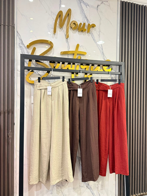 Linen Blend Wide-Leg Pants