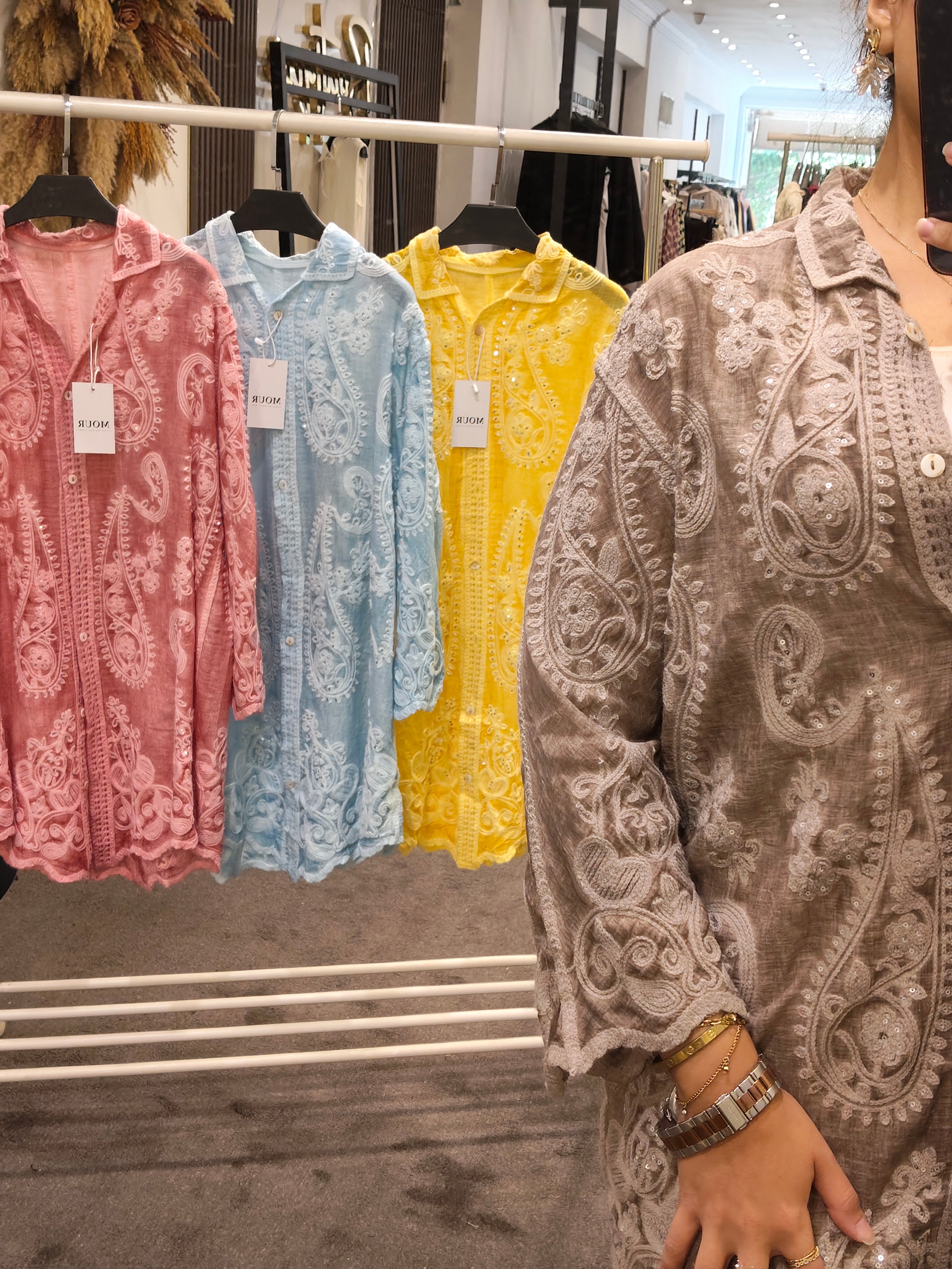 Mr. embroidery shirt dress