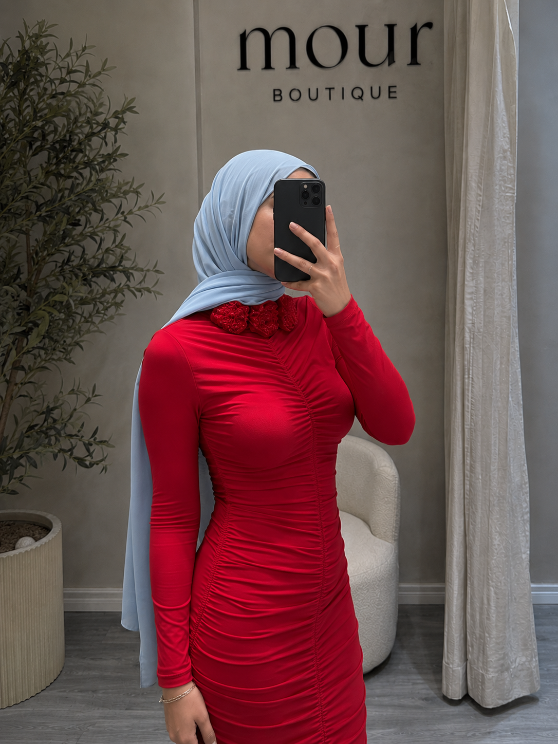 flowered neck dress
