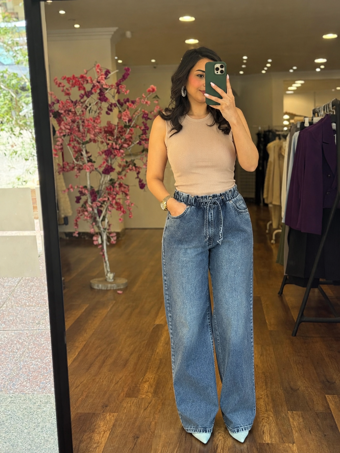 denim pants with rope